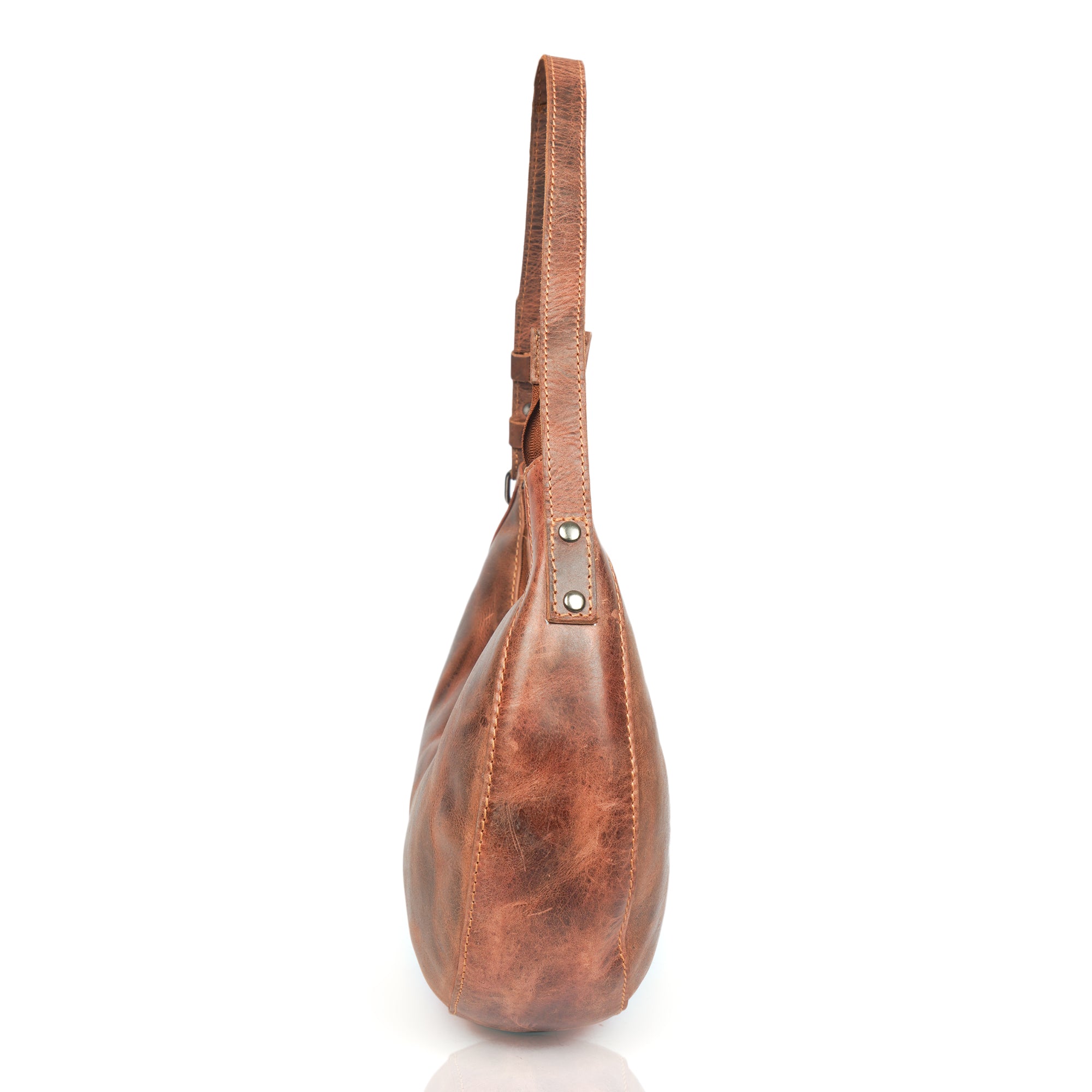 Minori Leather Selene Hobo Shoulder Bag in soft leather with adjustable strap and minimalist design.