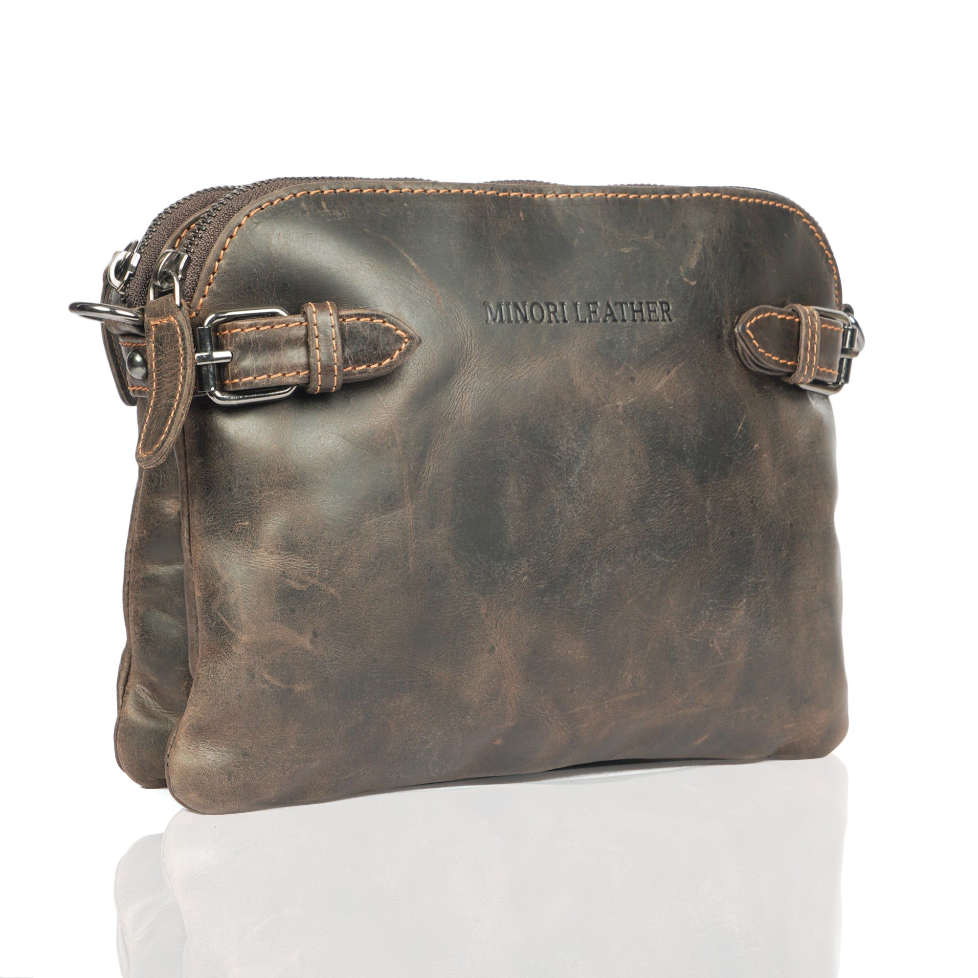 Sofia Crossbody Wristlet Brown - Minori Leather