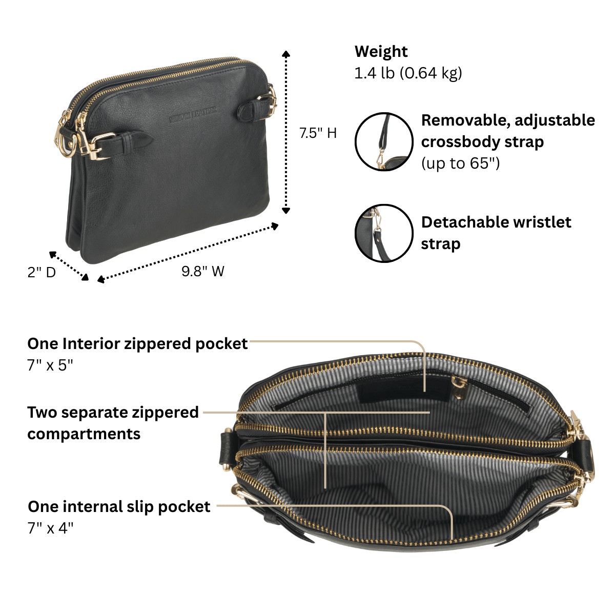 Sofia Crossbody Wristlet Black - Minori Leather