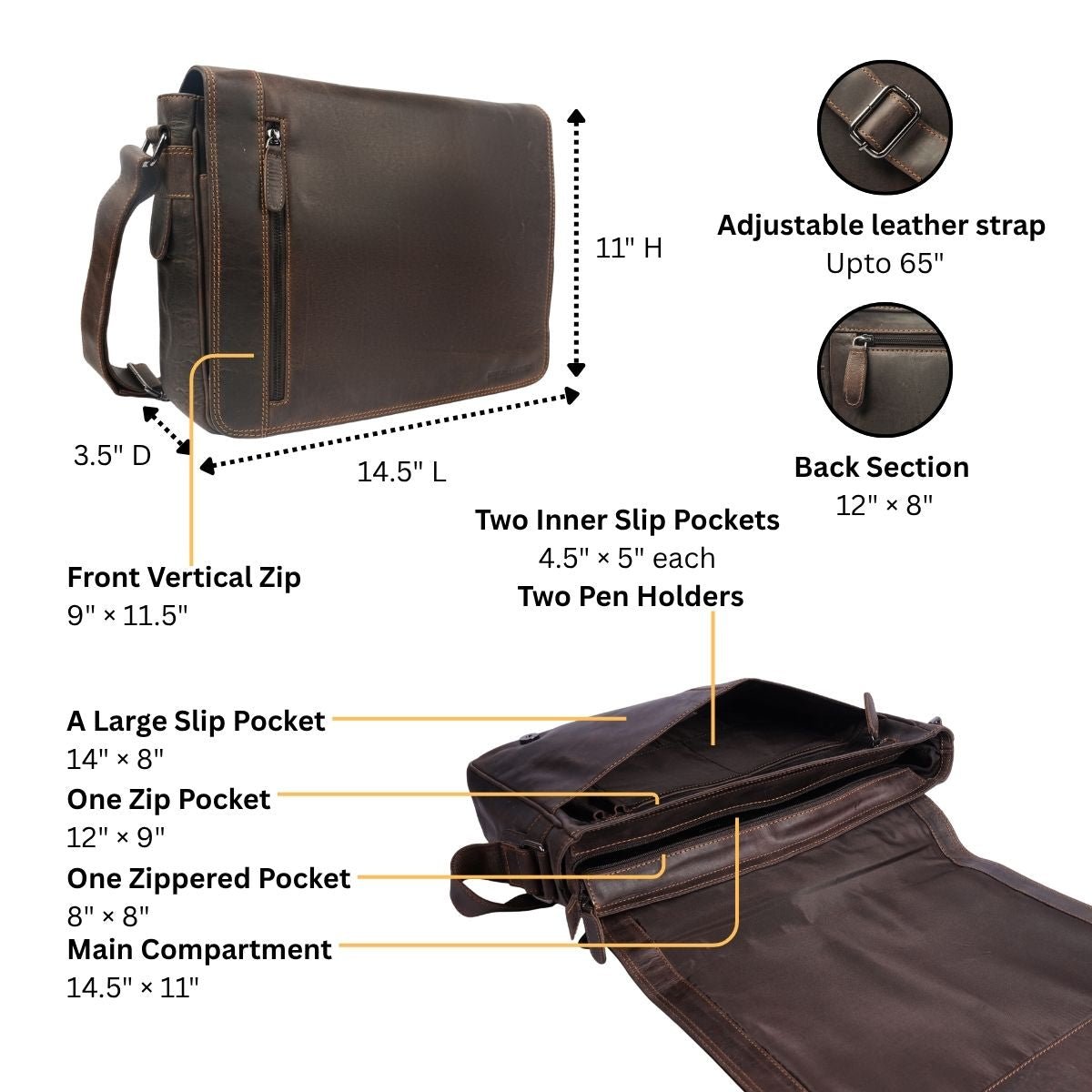 William Messenger Brown - 15" Laptop - Minori Leather