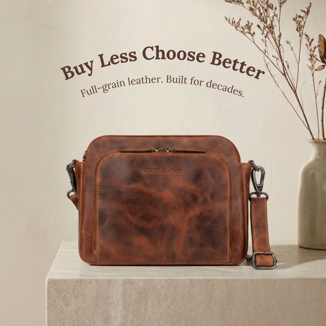 Full Grain Leather Bag vs. Vegan Leather: The Truth About What Actually Lasts - Minori Leather