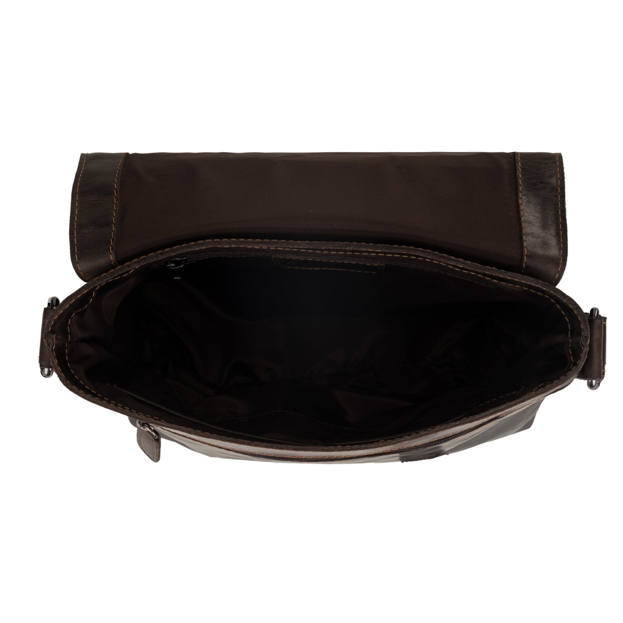 Minori Leather Noah brown leather crossbody satchel bag with adjustable strap and stylish design.