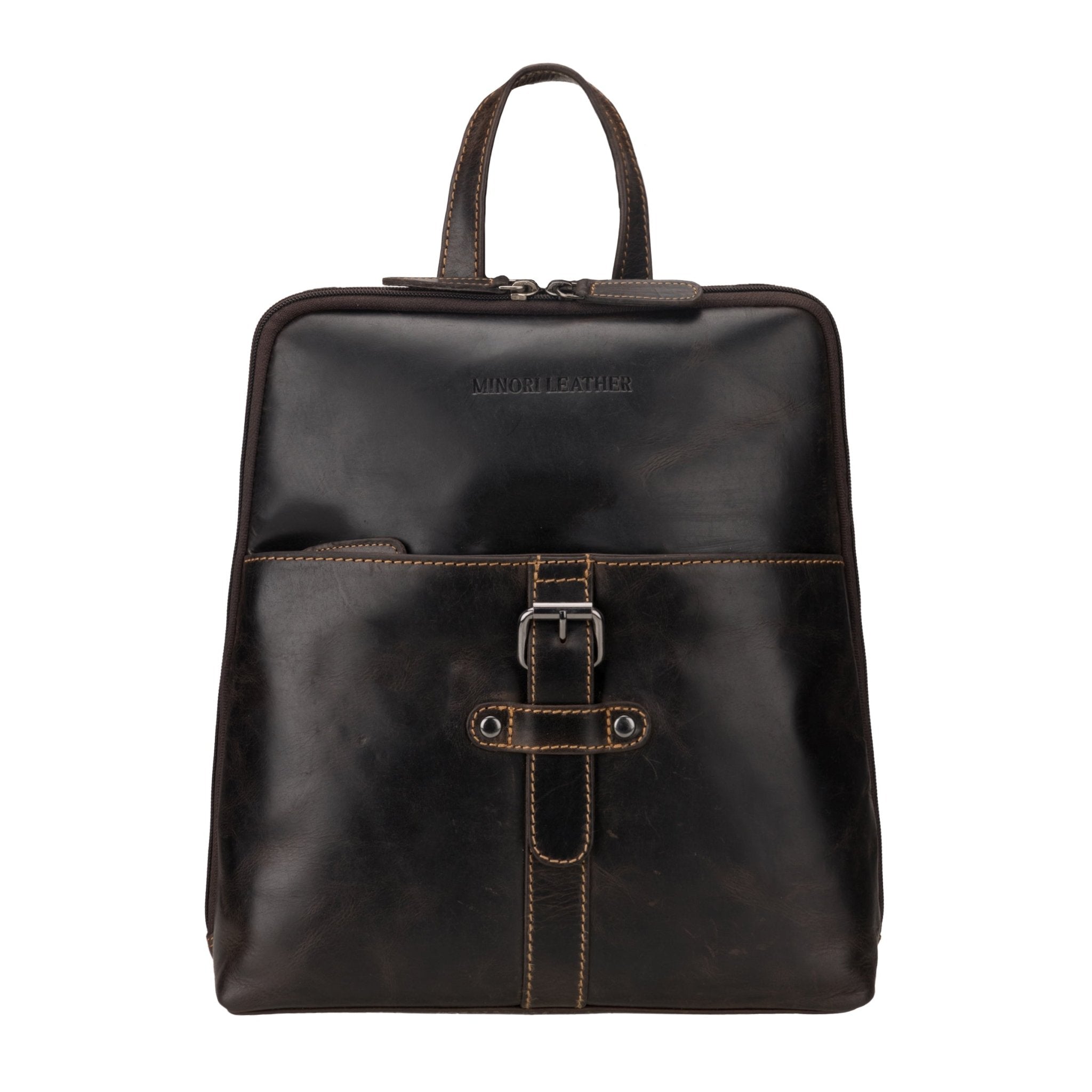 black leather backpack female Isla Everyday Backpack Brown Bag - Full-Grain Oil pull up Leather Everyday Bag