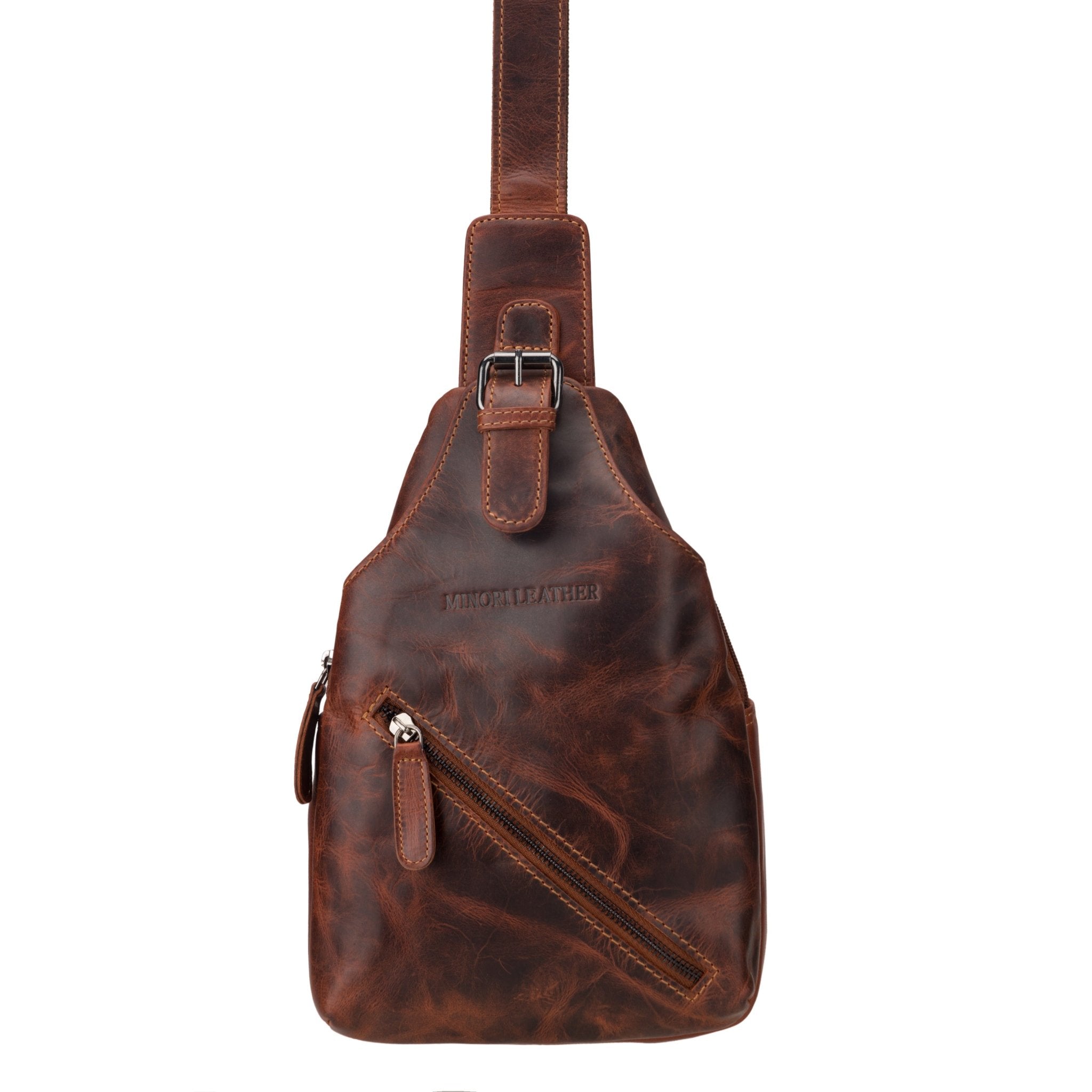 Sydney Leather Crossbody Bag – Unisex – Chestnut - Minori Leather