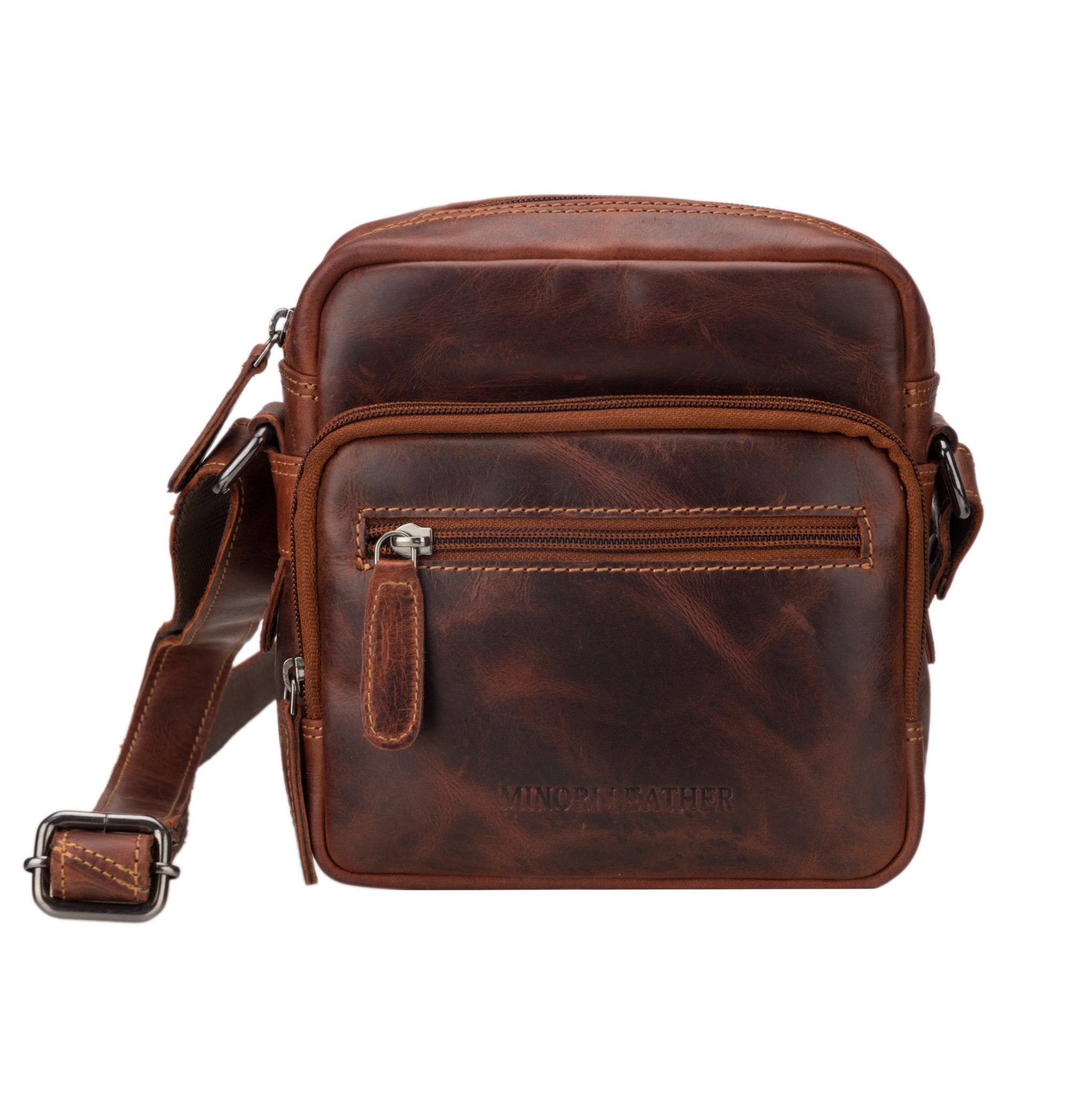 Cove Leather Crossbody Bag – Unisex – Chestnut - Minori Leather