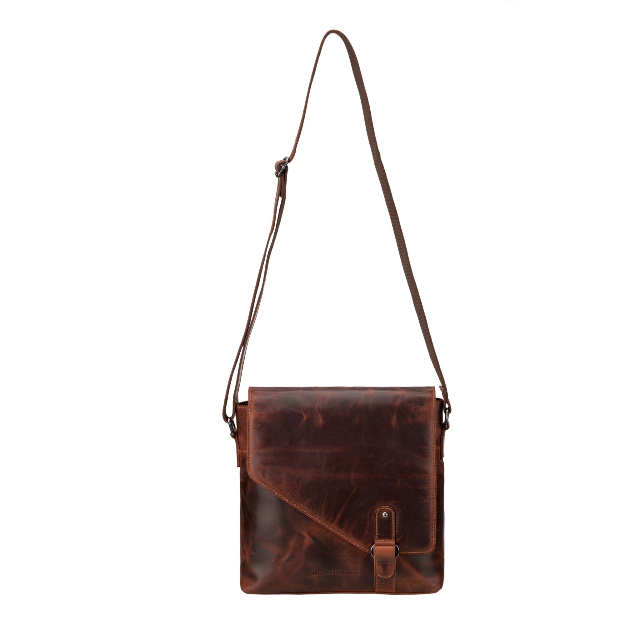 Noah Leather Messenger Bag – Unisex – Chestnut - Minori Leather