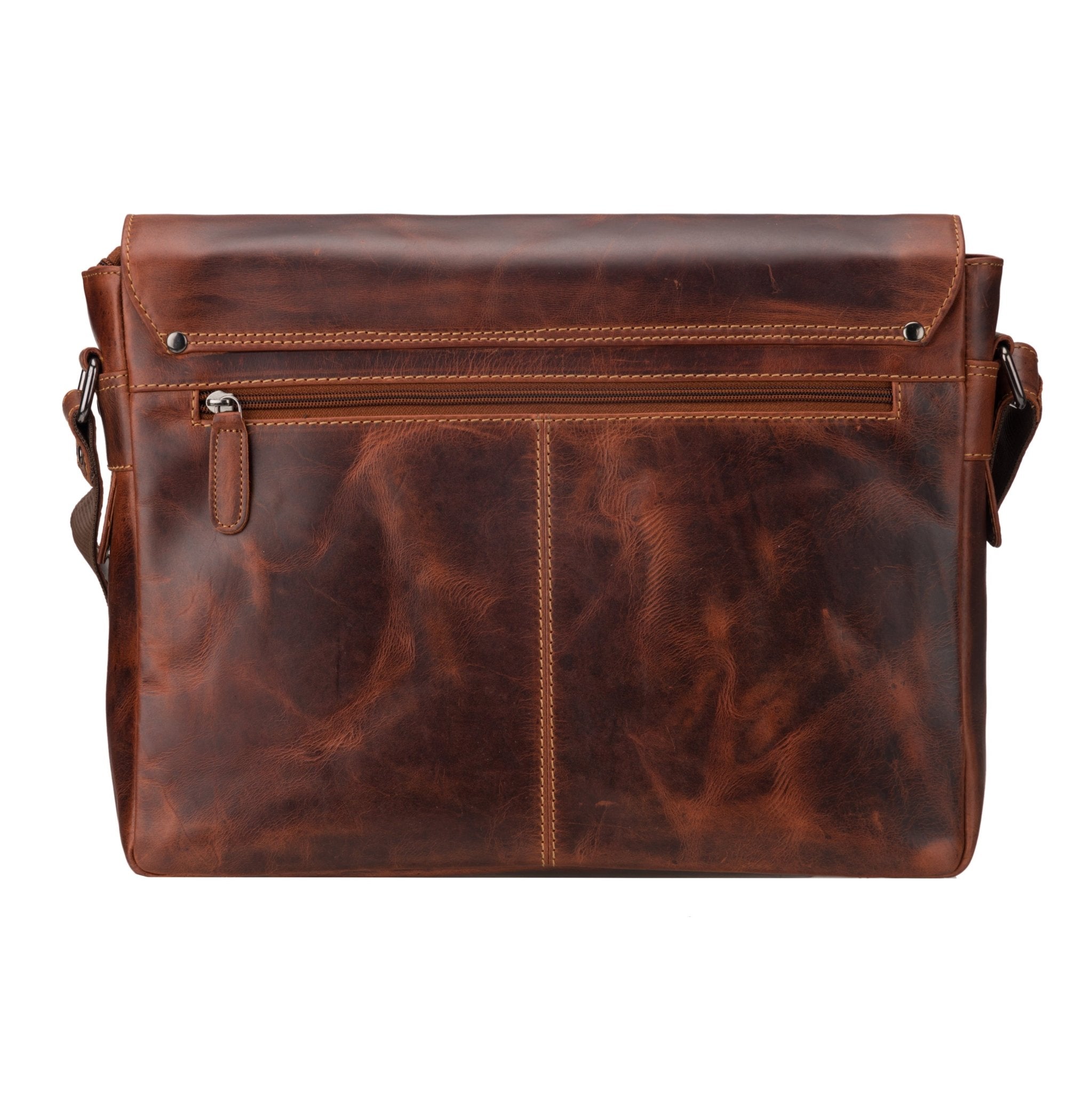 Chicago Leather Messenger Bag 14" – Unisex – Chestnut - Minori Leather