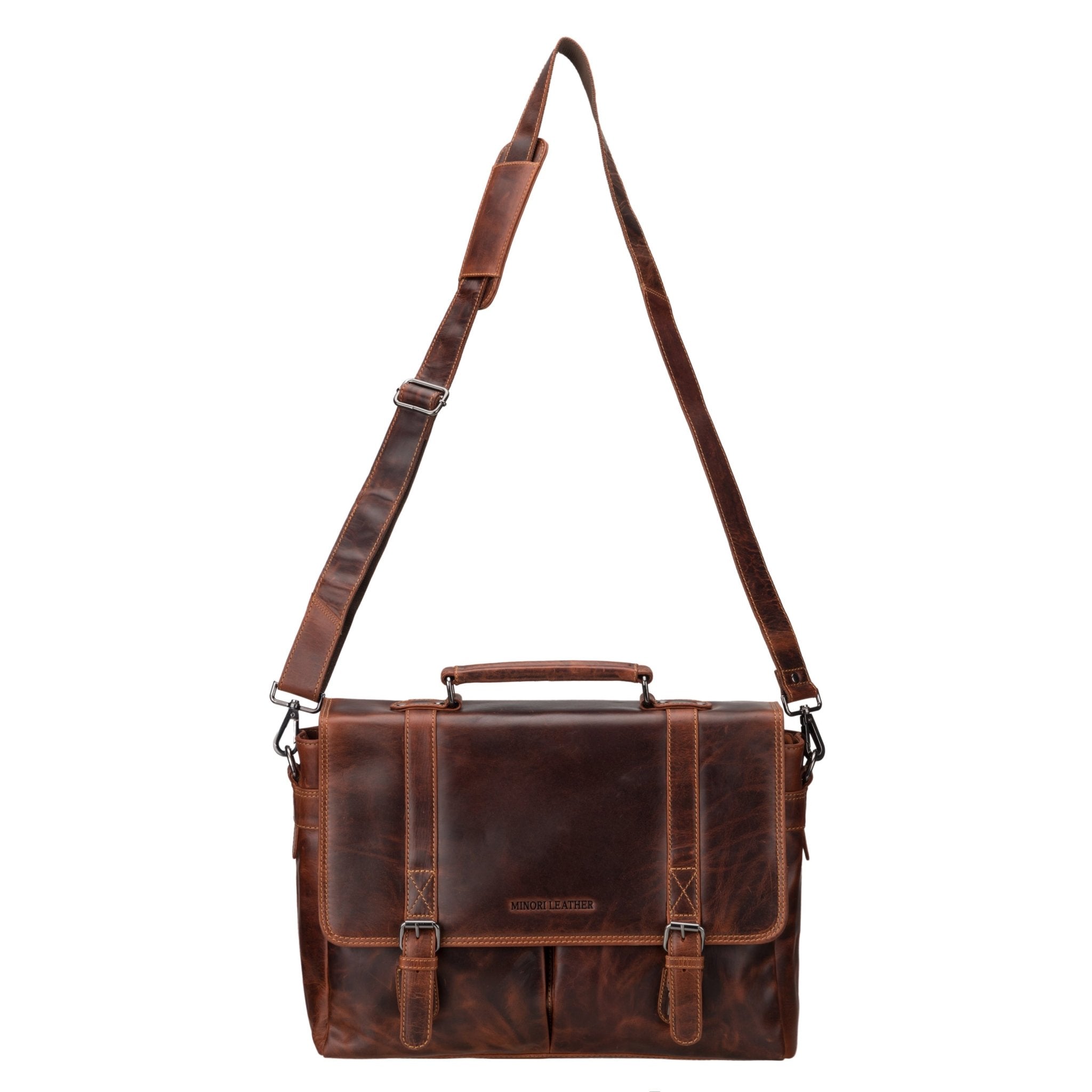 ナチュラルレザー　briefcase Boston Leather Briefcase Bag 16