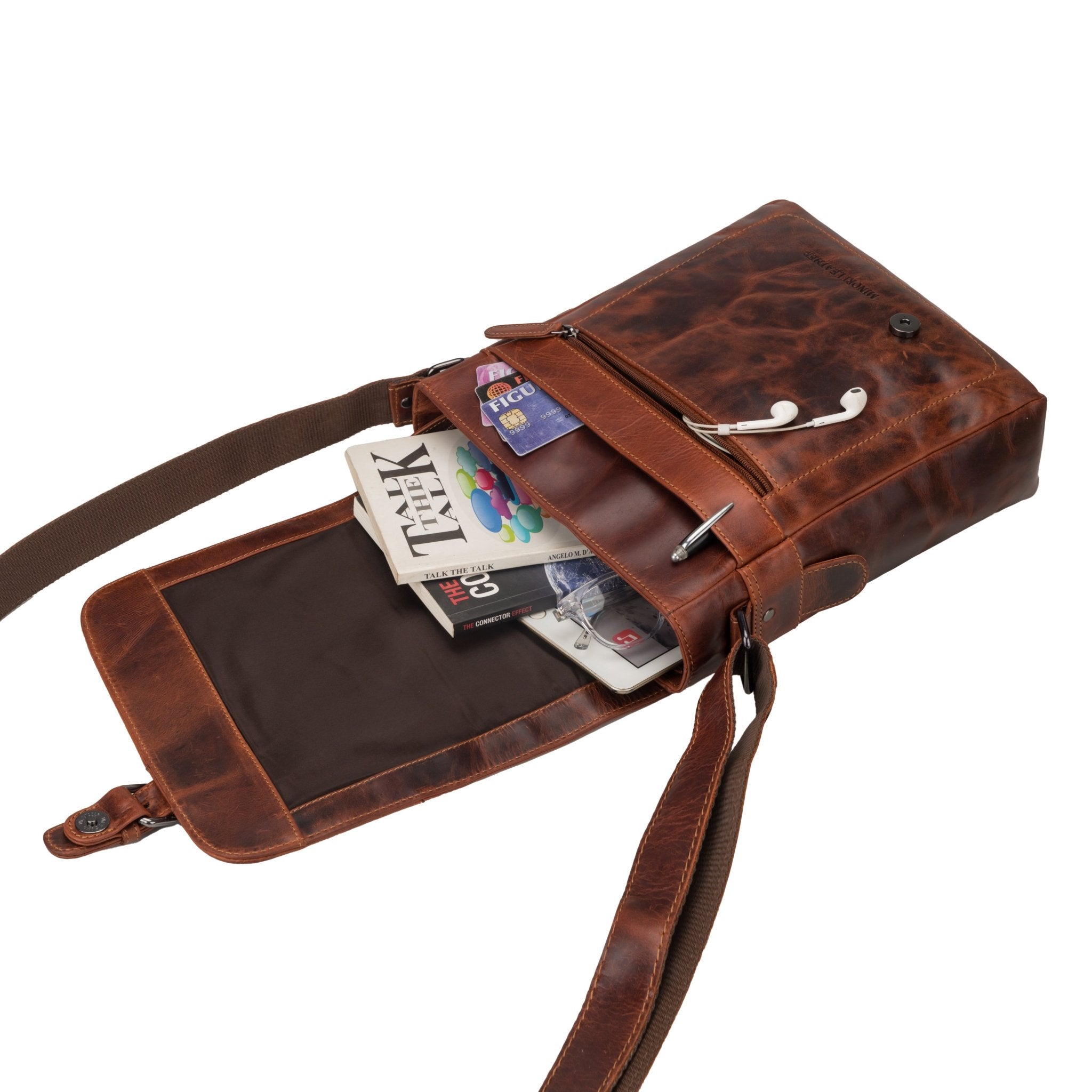 Raleigh Leather Messenger Bag – Unisex – Chestnut - Minori Leather