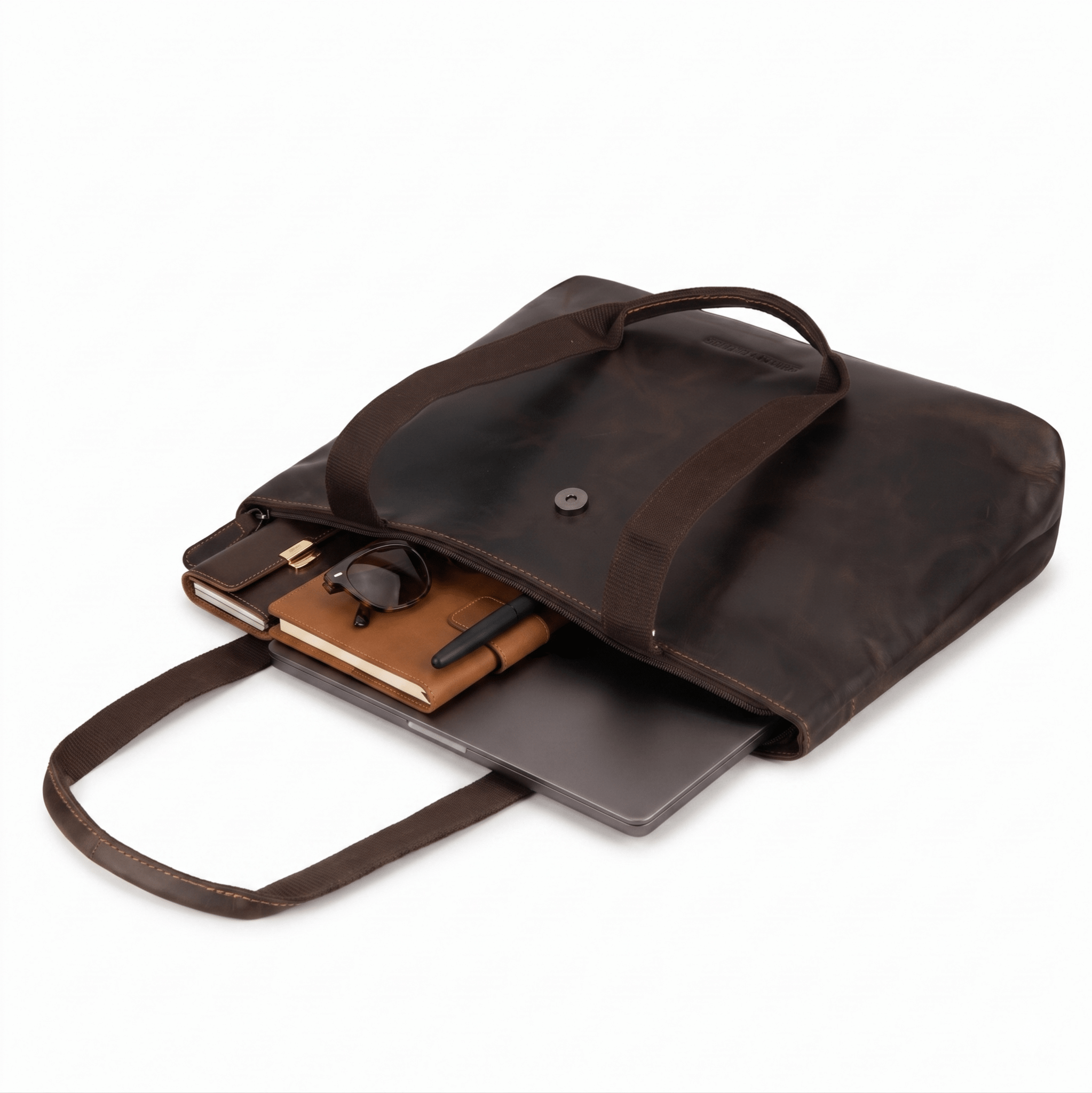 Everett Leather Tote Bag in Brown - Minori Leather