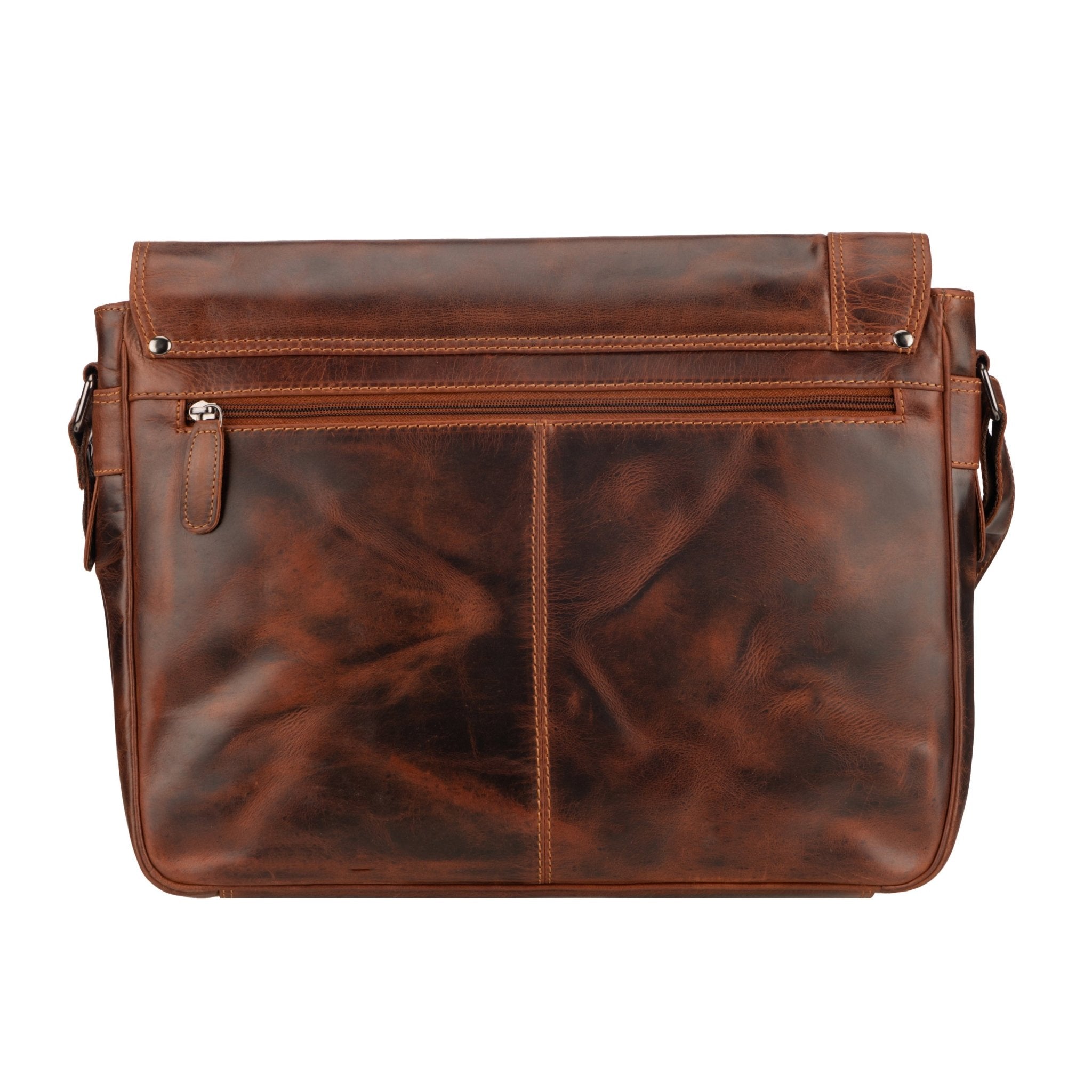 Minori Leather William full-grain leather messenger bag for men and women, featuring a sleek, stylish design with adjustable strap.