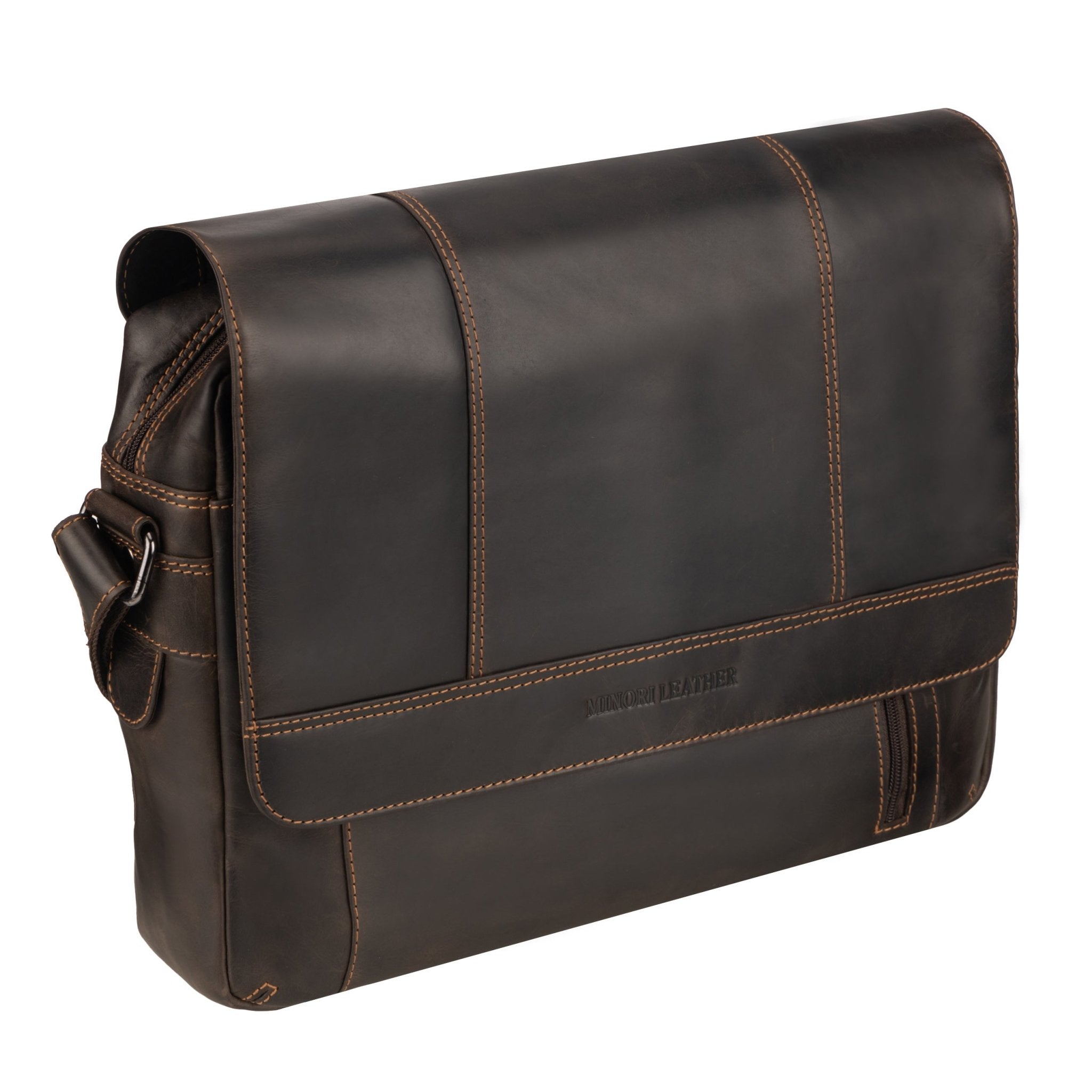 Jordan Leather Messenger Bag Brown – Full-Grain Oil Pull-Up