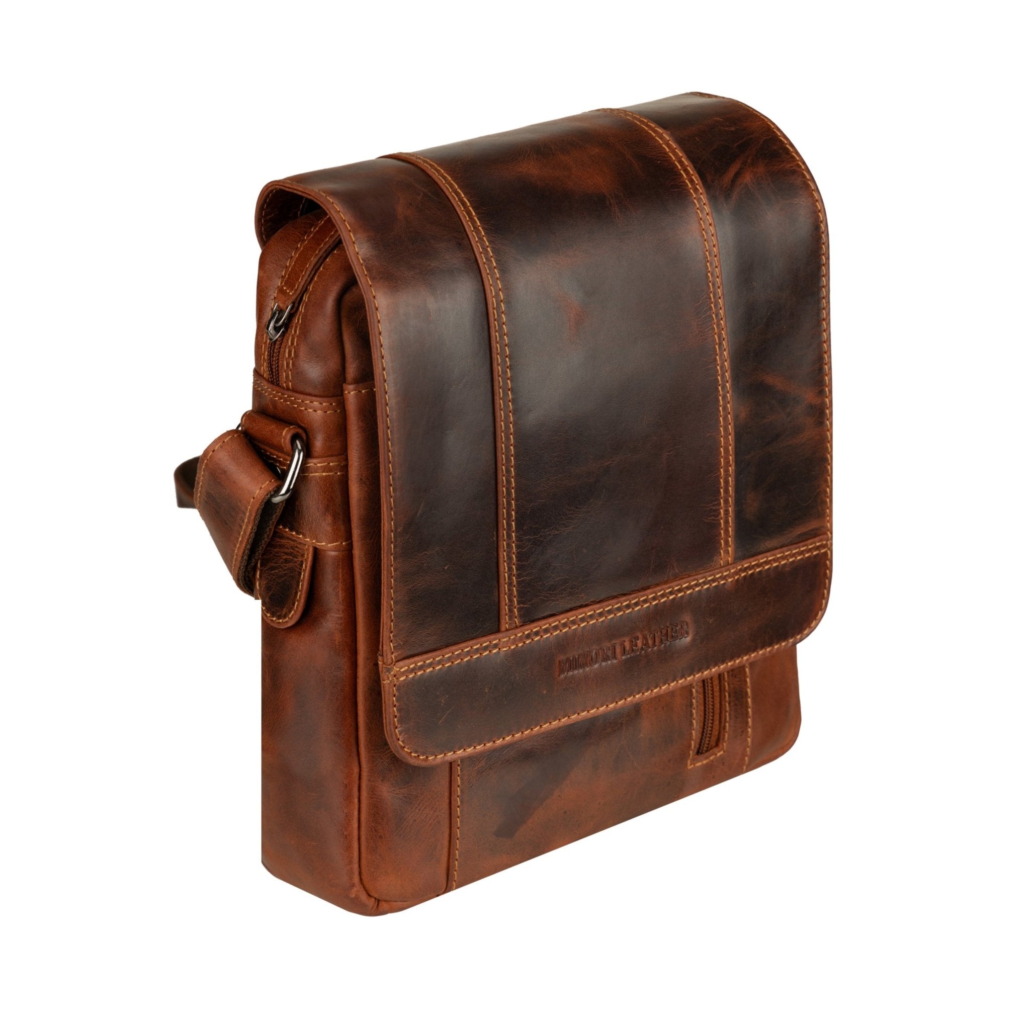 Boulder Leather Crossbody Bag in Chestnut - Minori Leather