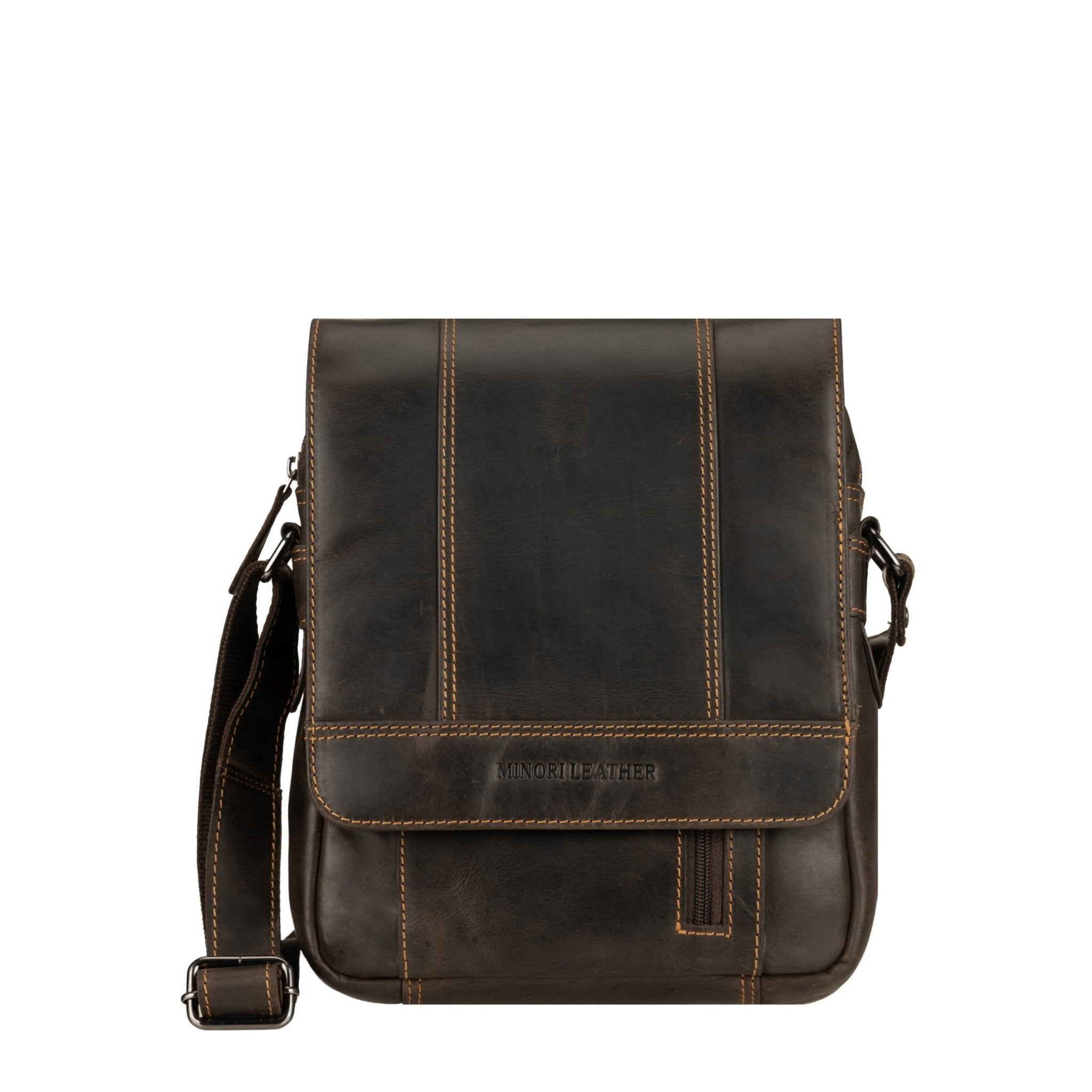 Boulder Leather Crossbody Bag in Brown - Minori Leather