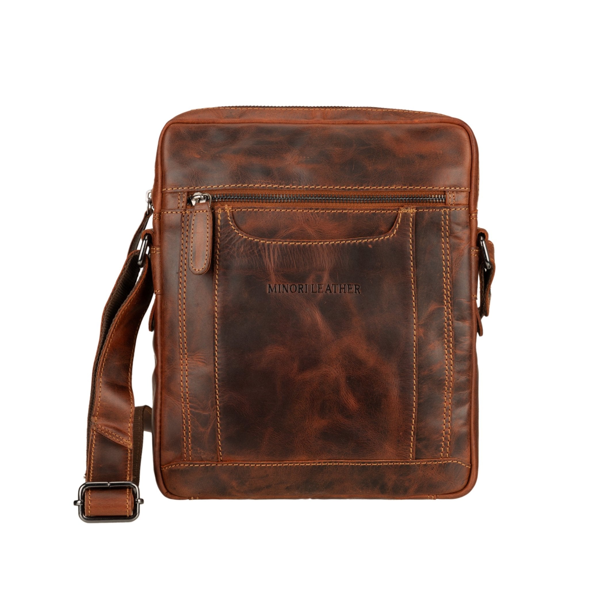 Tokyo Leather Crossbody Bag in Chestnut - Minori Leather
