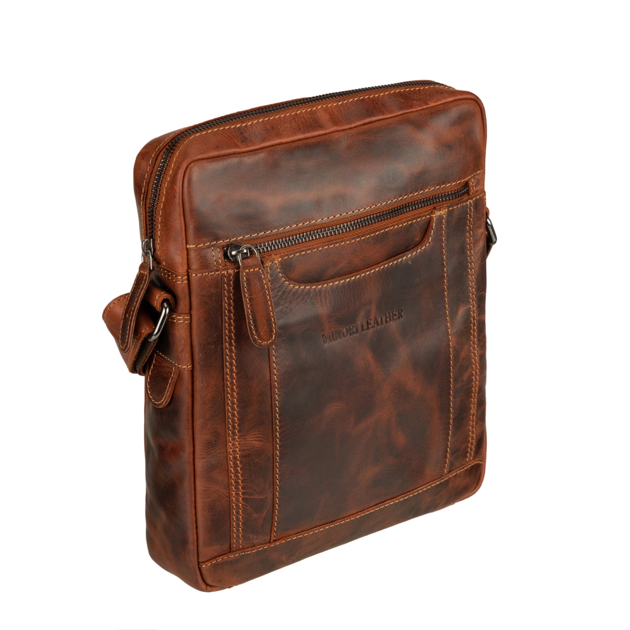 Tokyo Leather Crossbody Bag in Chestnut - Minori Leather