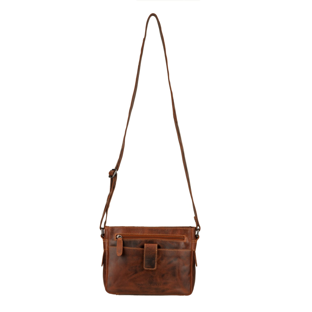 Camden Leather Crossbody Bag - Unisex - Chestnut - Minori Leather