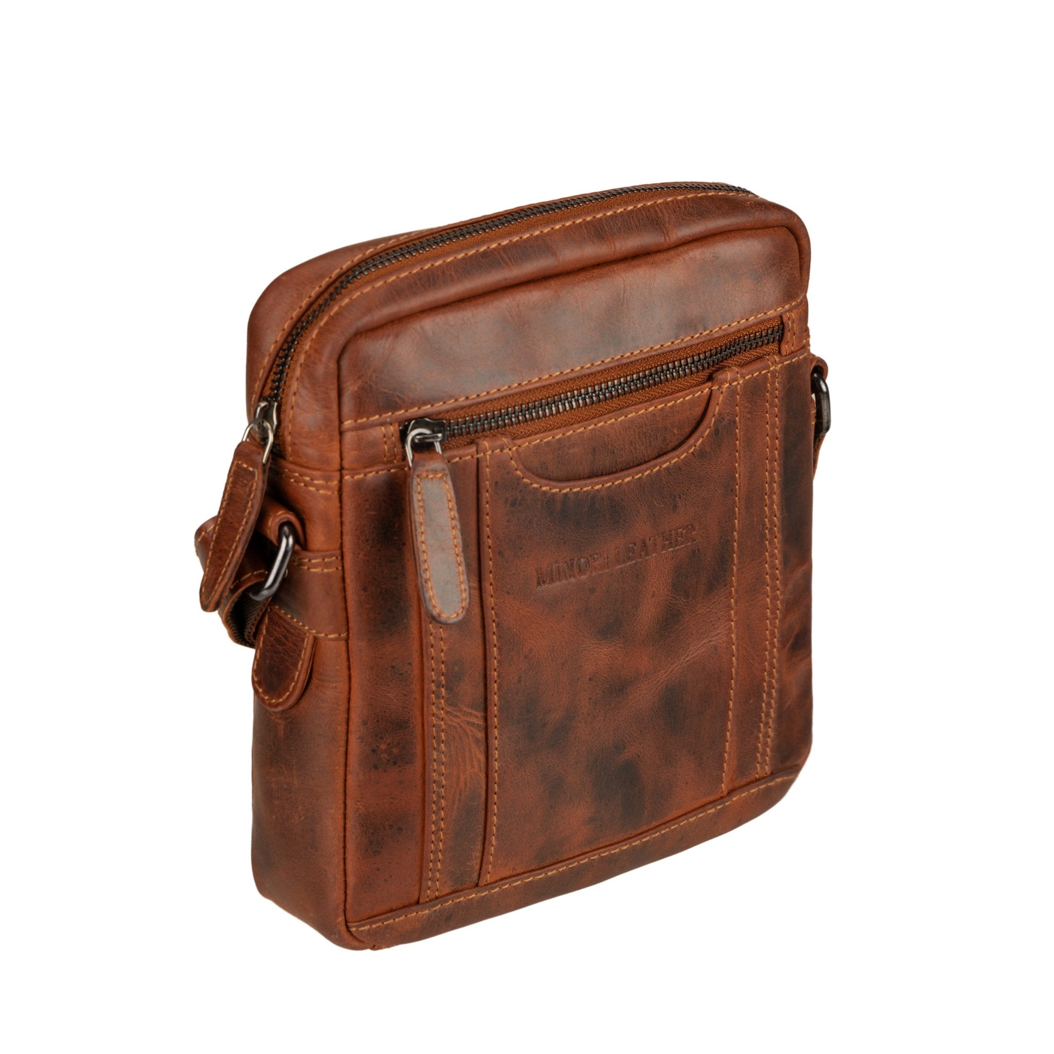 Asheville Leather Crossbody Bag – Unisex – Chestnut - Minori Leather