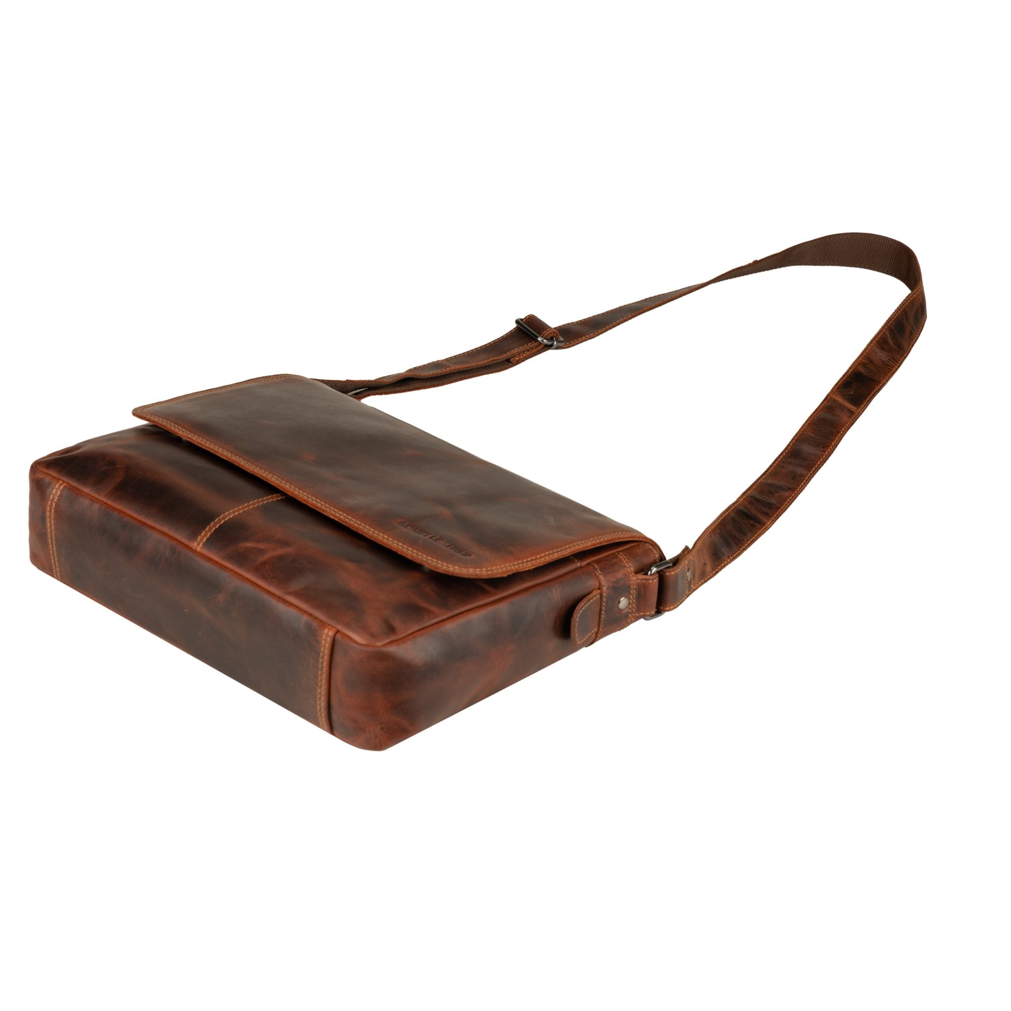 Bristol Leather Laptop Messenger Bag 14 Inch – Unisex – Chestnut - Minori Leather