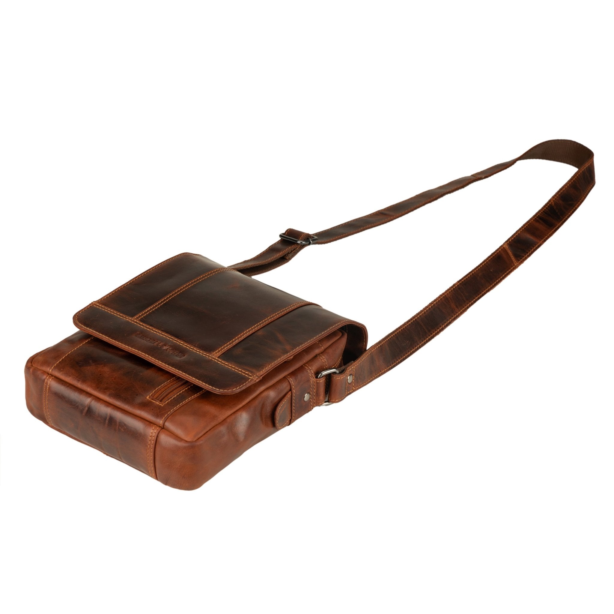 Boulder Leather Crossbody Bag in Chestnut - Minori Leather
