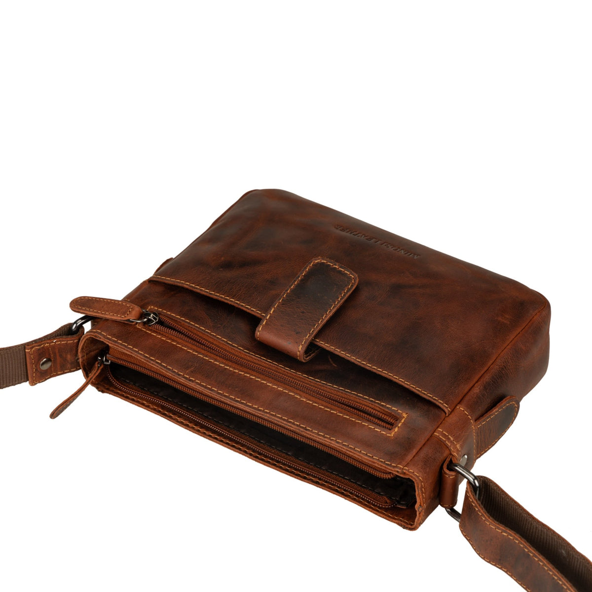 Camden Leather Crossbody Bag - Unisex - Chestnut - Minori Leather