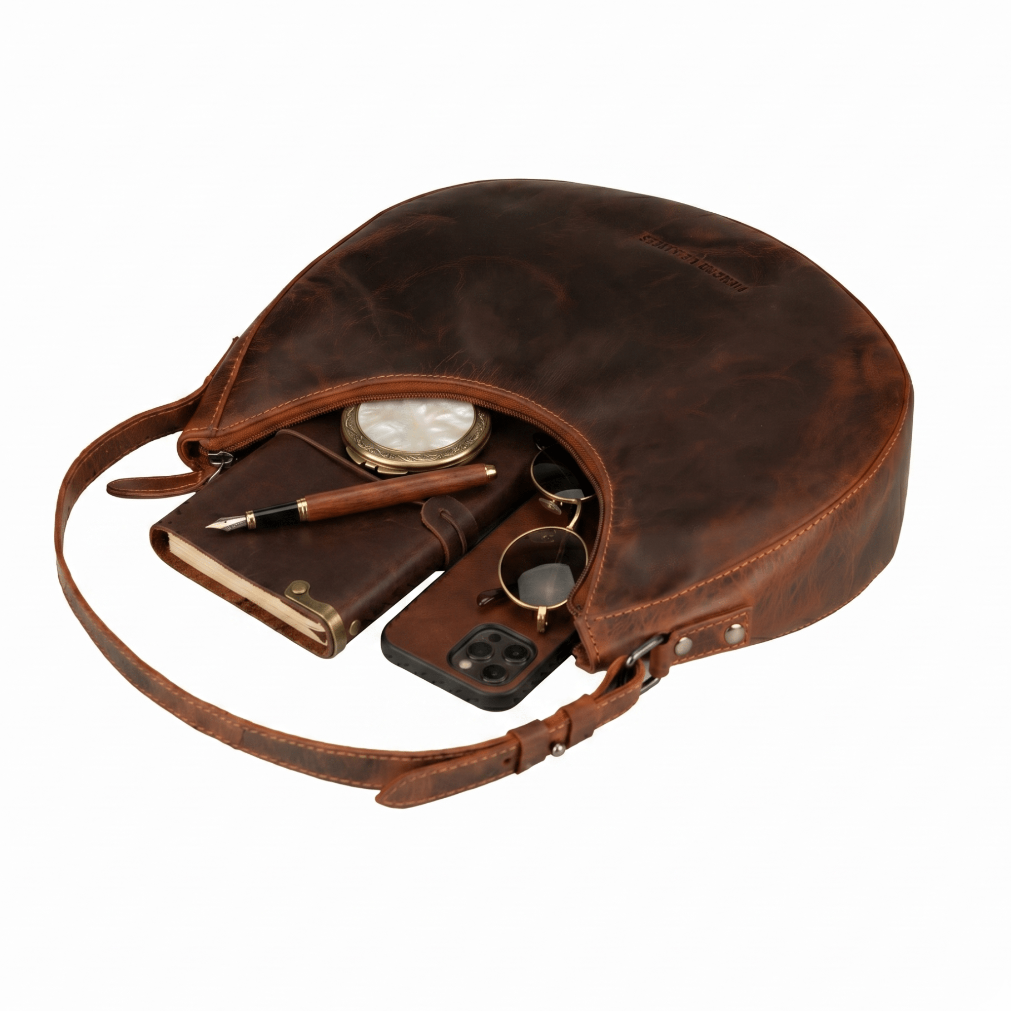 Selene Hobo Leather Shoulder Bag - Minori Leather