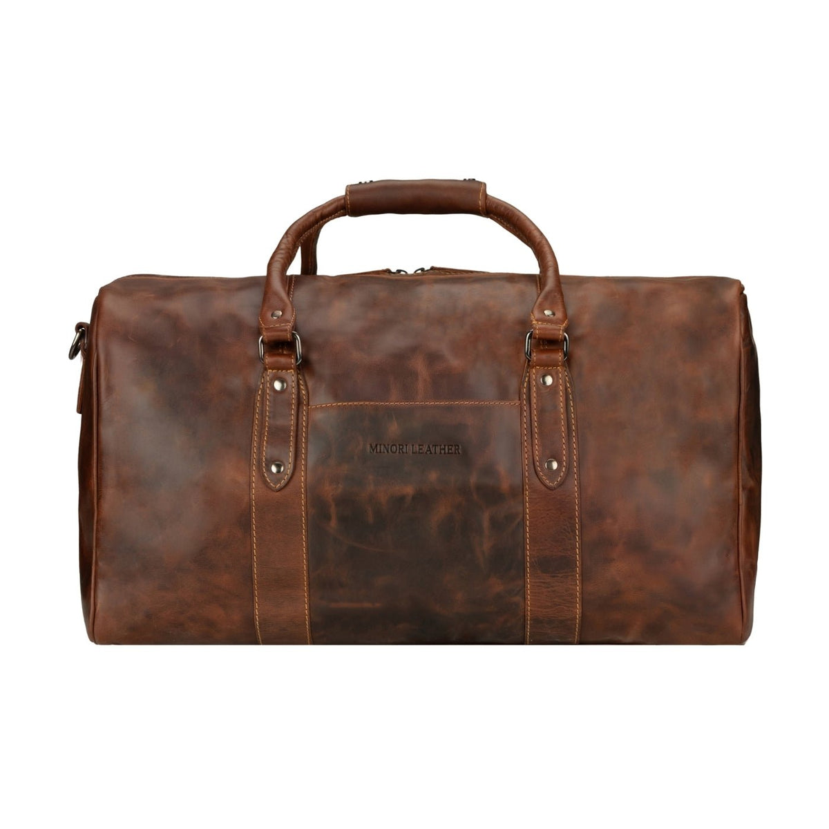 Riley Leather Duffle Bag in Chestnut - Minori Leather