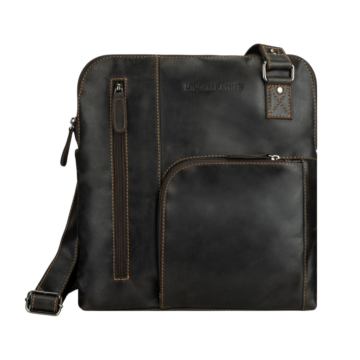 Ryder Leather Shoulder Bag – Unisex – Brown - Minori Leather