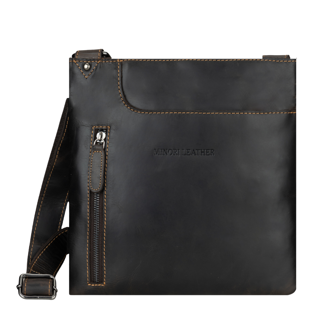 Carter Slim Leather Crossbody Bag in Brown