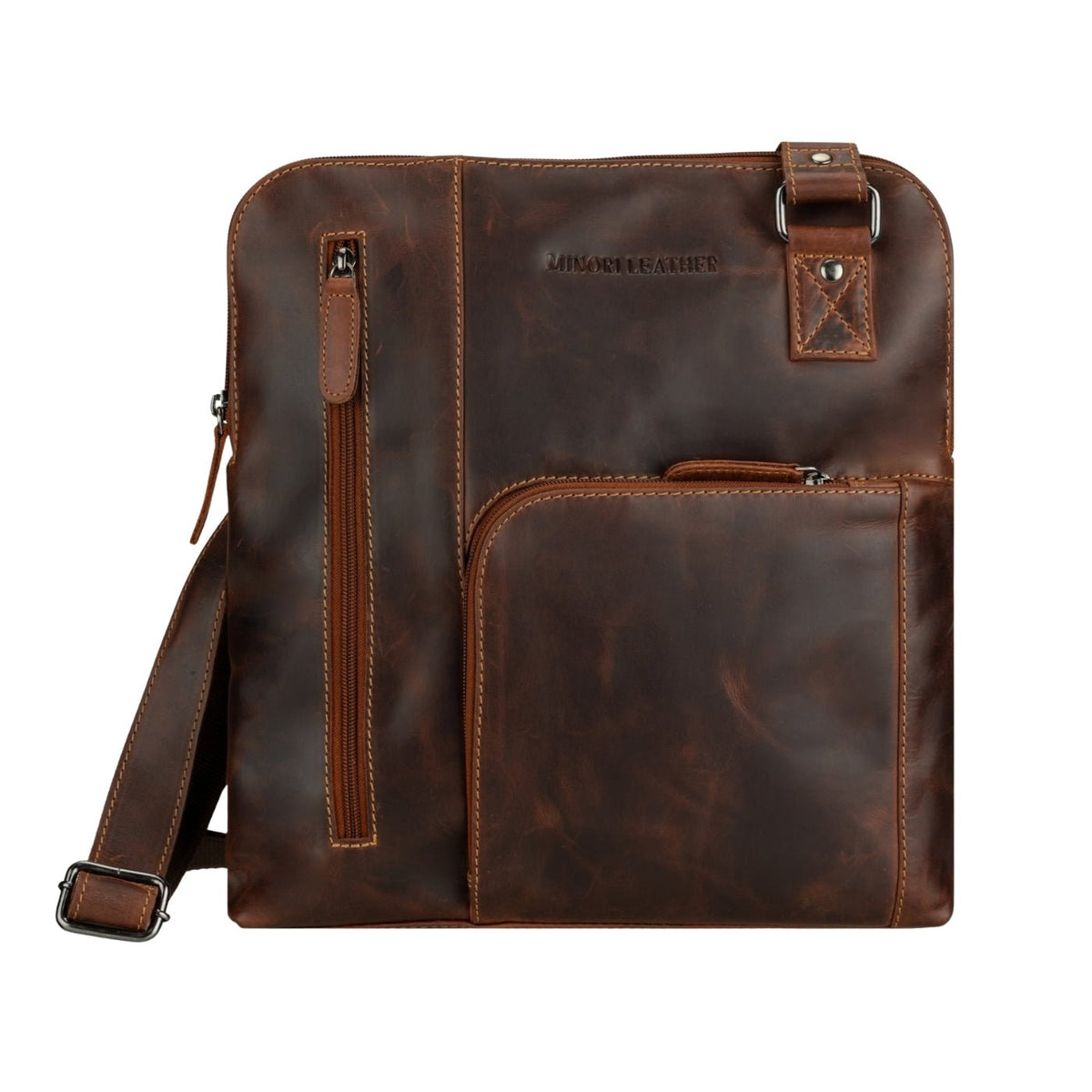 Ryder Leather Shoulder Bag – Unisex – Chestnut - Minori Leather