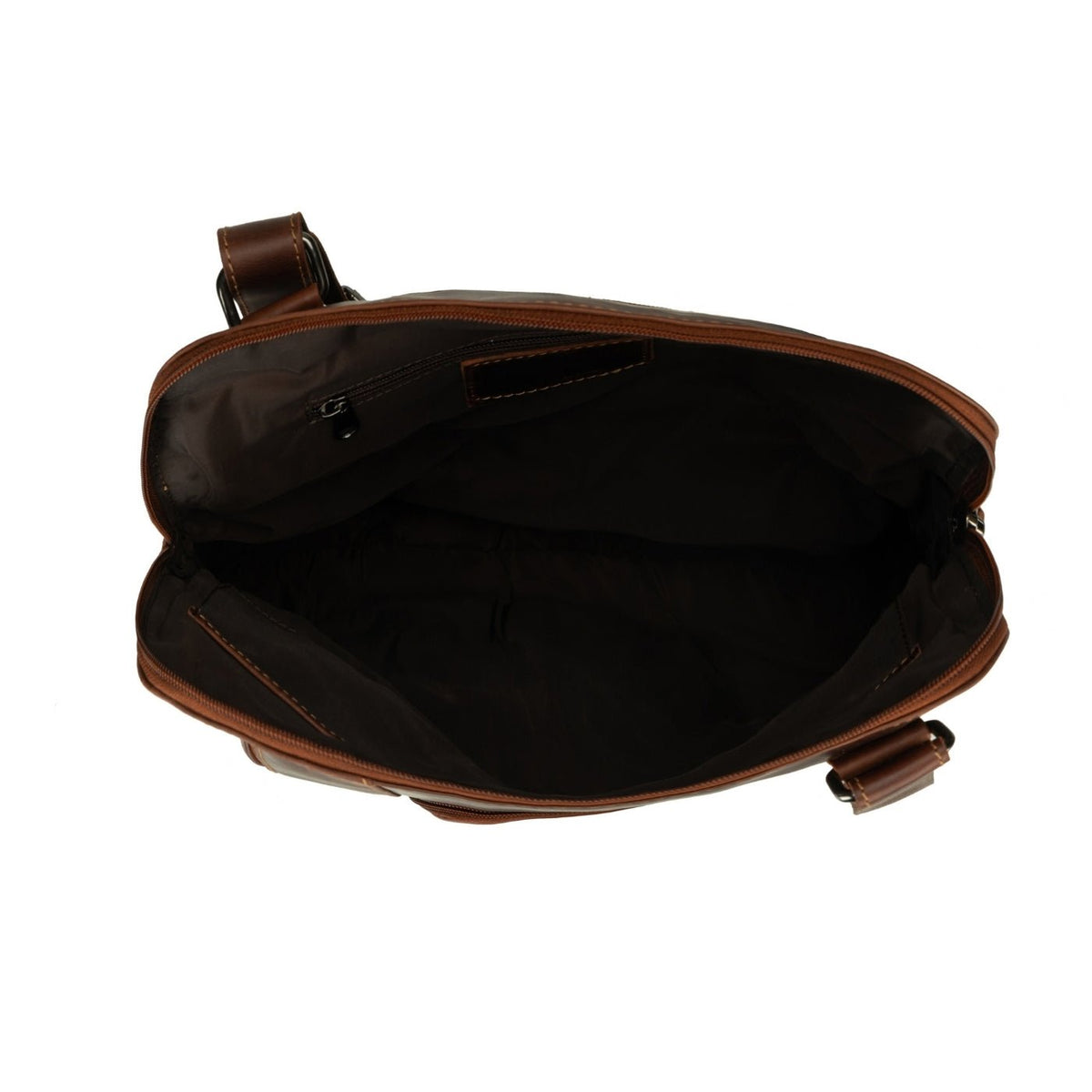 Minori Leather Ryder unisex leather shoulder bag in chestnut with adjustable strap and sleek design.