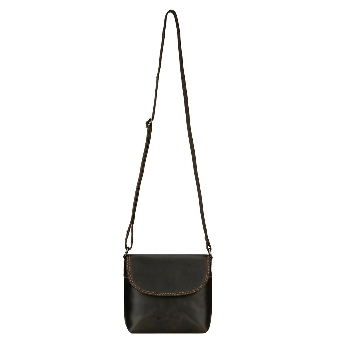 Minori Leather Metro brown leather crossbody bag with adjustable strap and multiple compartments, stylish and functional accessory.