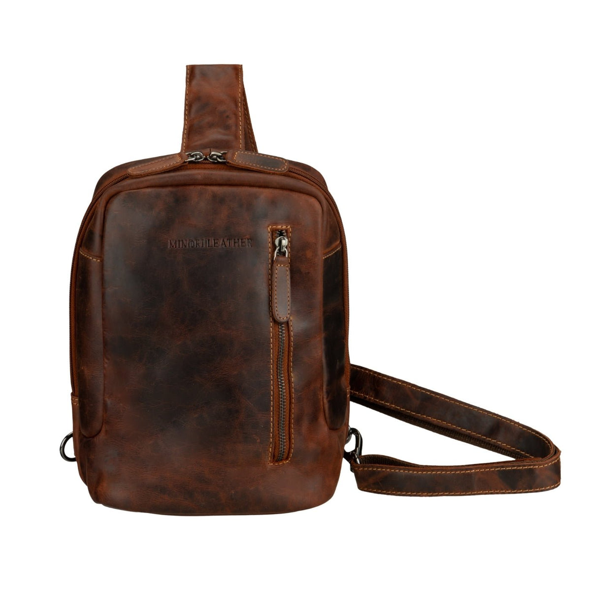 Luxe Leather Sling Bag in Chestnut - Minori Leather