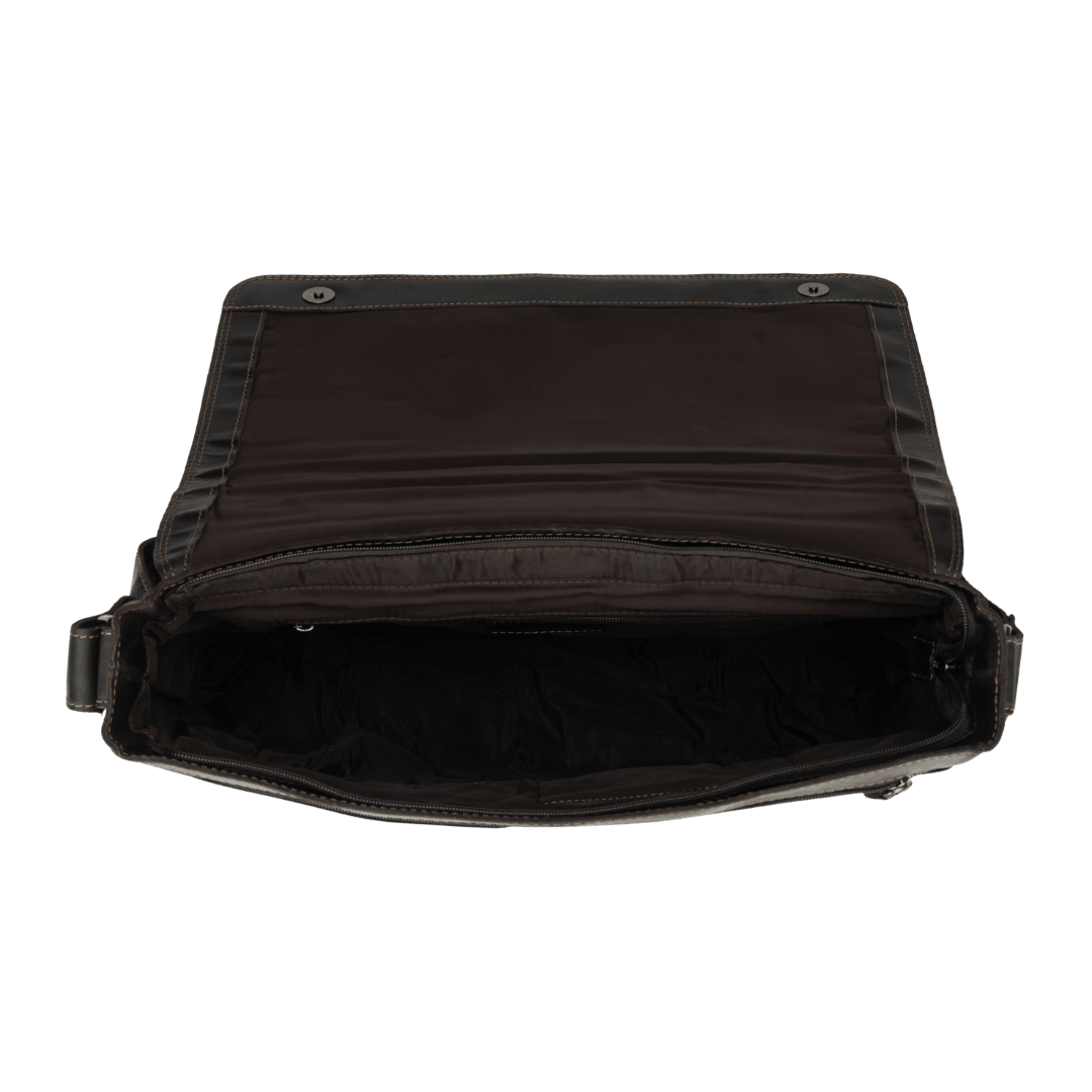 Minori Leather Richmond full grain leather laptop messenger bag for men, 16-inch work bag in brown with adjustable strap