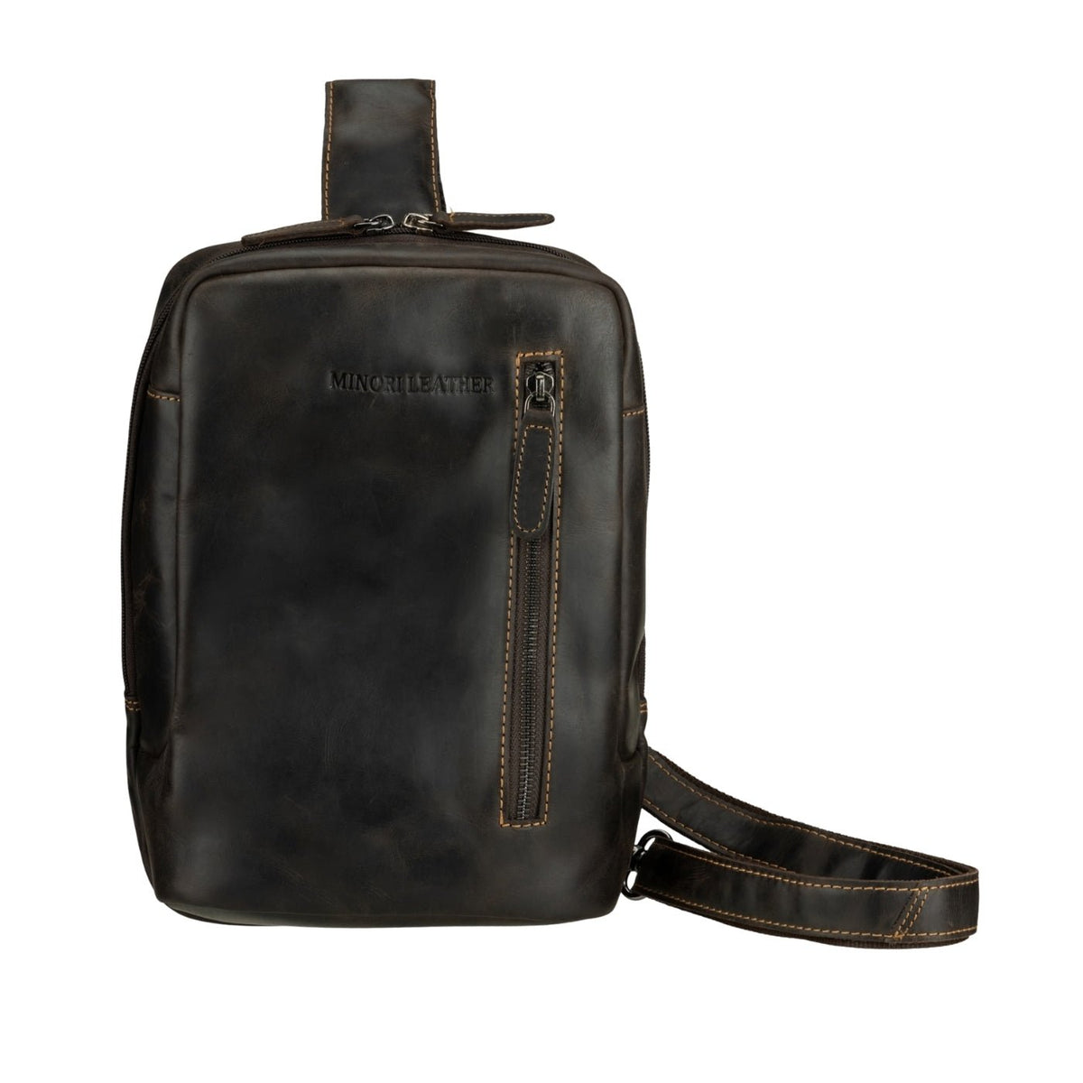 Luxe Leather Sling Bag in Brown - Minori Leather