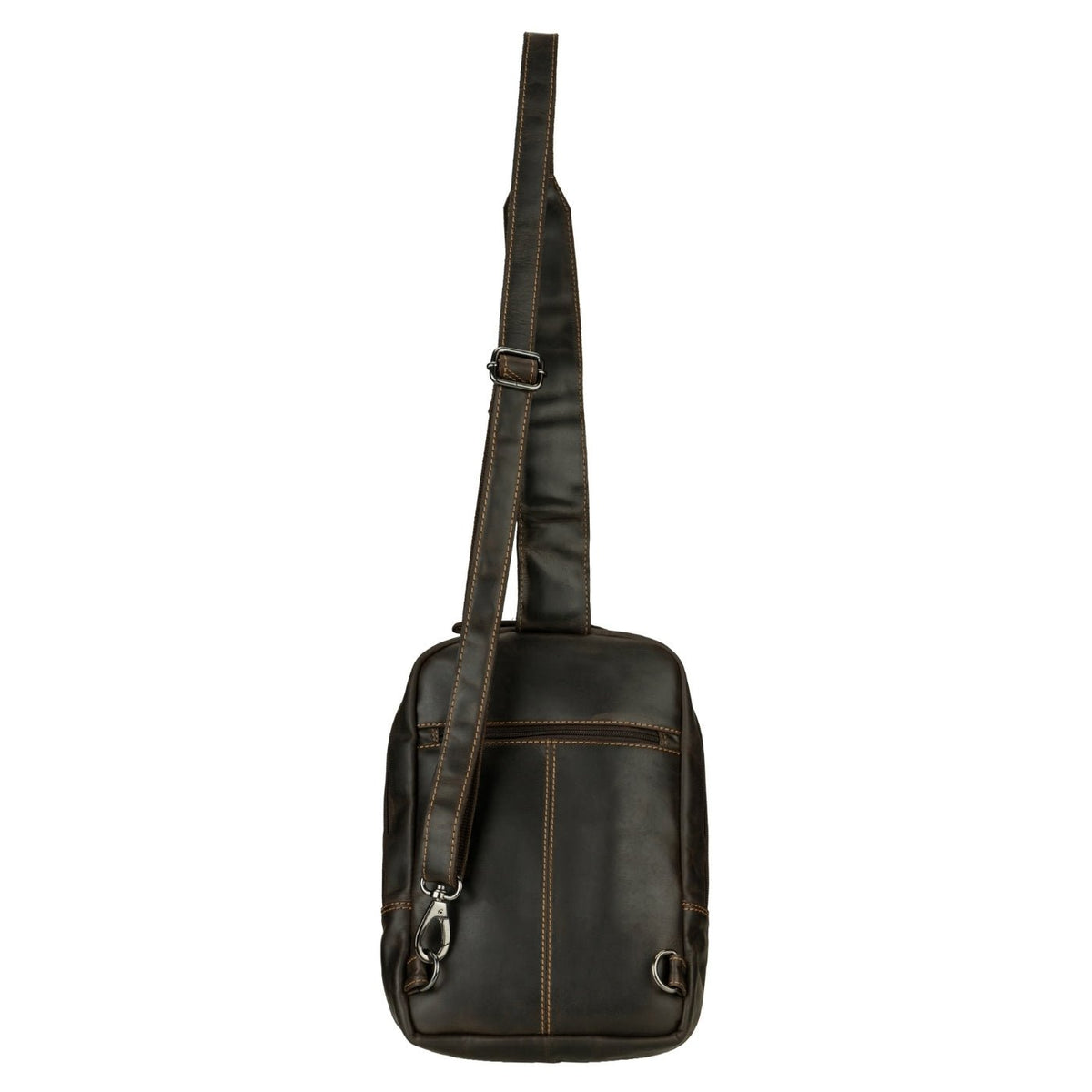 Brown Luxe Leather Sling Bag by Minori Leather, stylish crossbody bag with sleek design and adjustable strap.