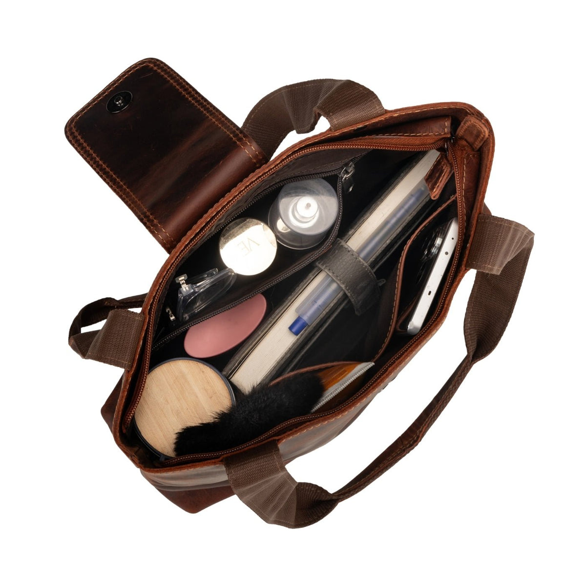 Bennett Leather Tote Bag in Chestnut - Minori Leather