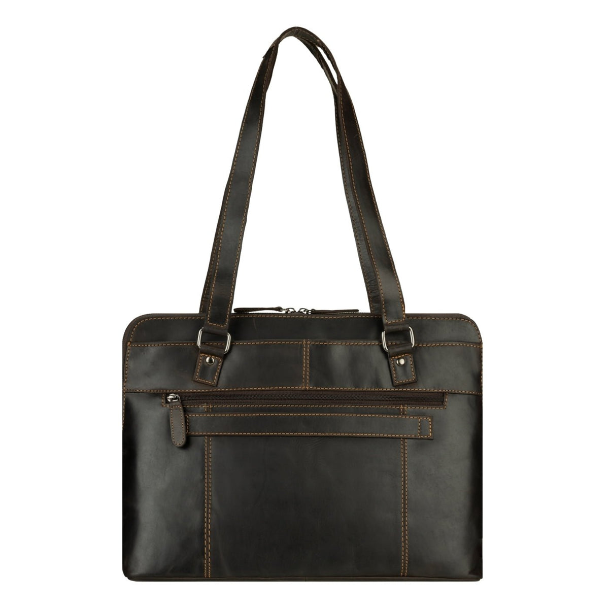 Minori Leather Camille leather laptop tote bag with sturdy handles and sleek design, ideal for carrying laptops and essentials.