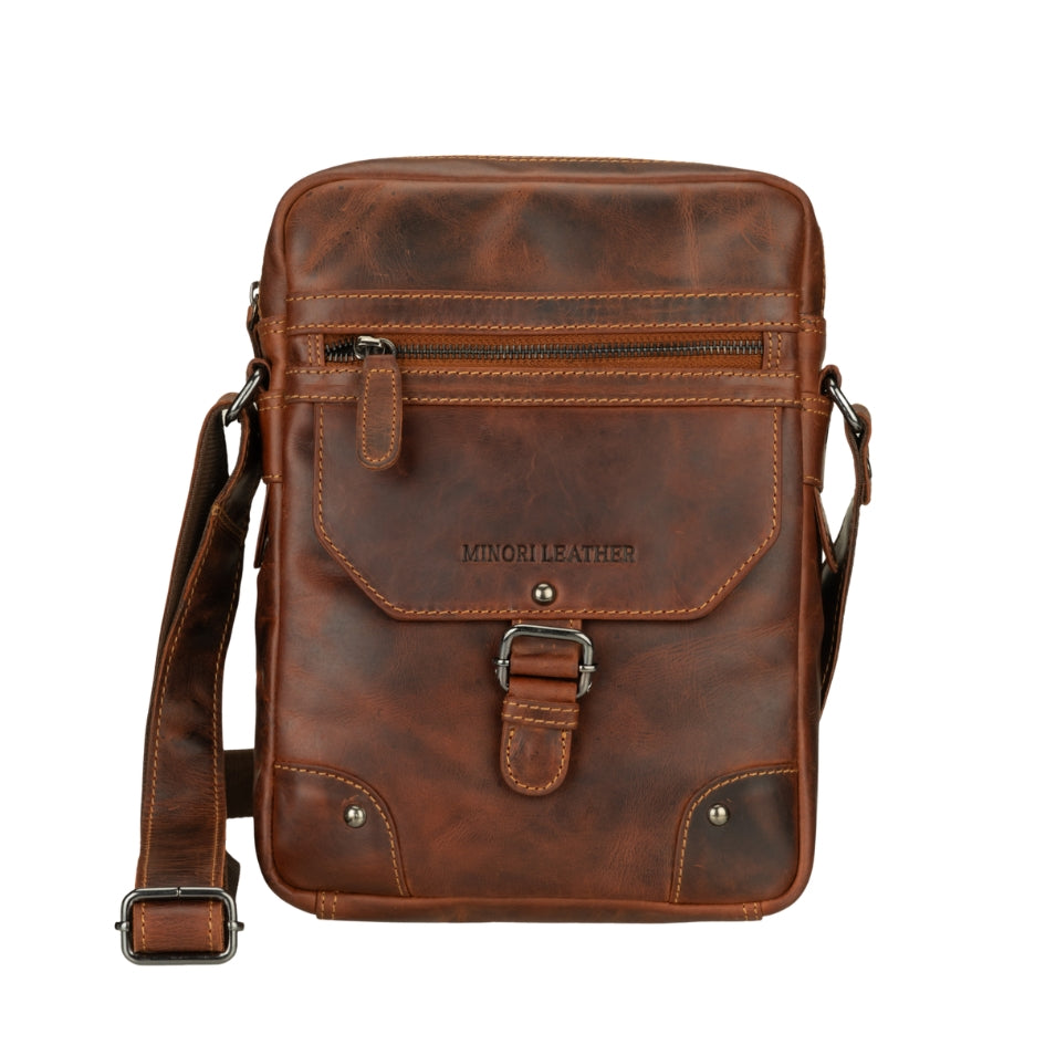 Denver Leather Crossbody Bag – Unisex – Chestnut