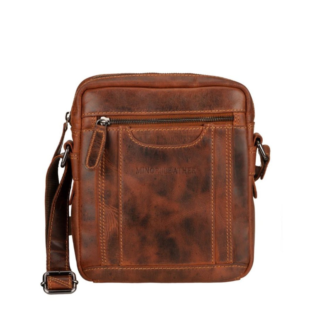 Asheville Leather Crossbody Bag – Unisex – Chestnut - Minori Leather