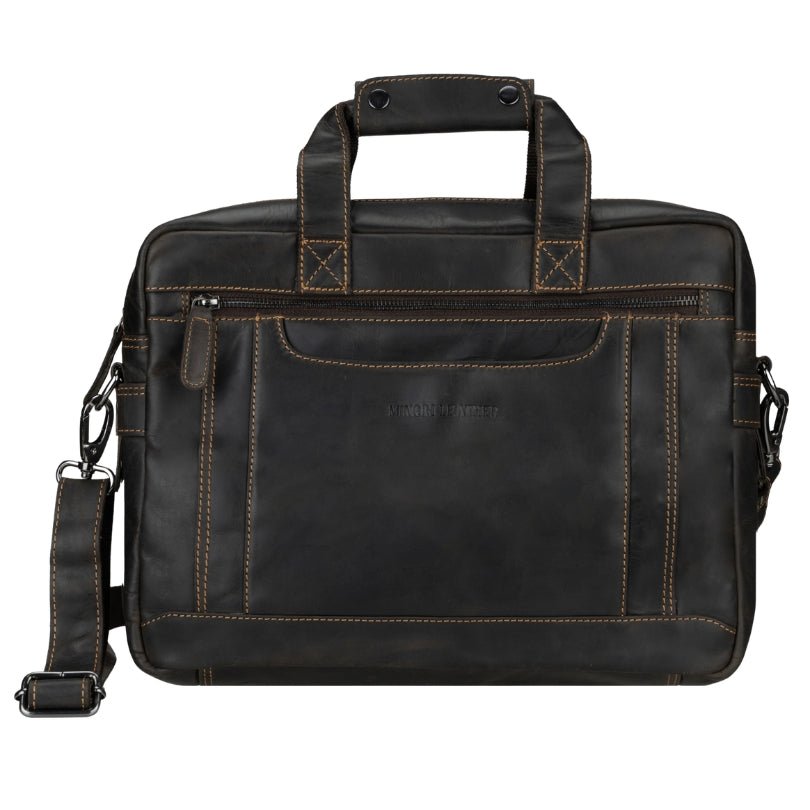 Seattle Leather Briefcase Bag 14" – Unisex – Brown - Minori Leather