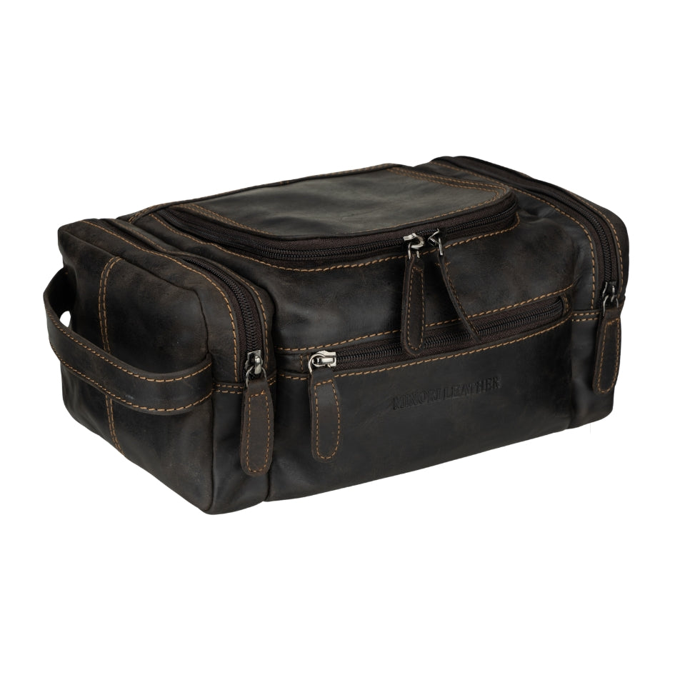 Premium Leather Toiletry Bag, Dopp Kit for Men – Winston – Brown