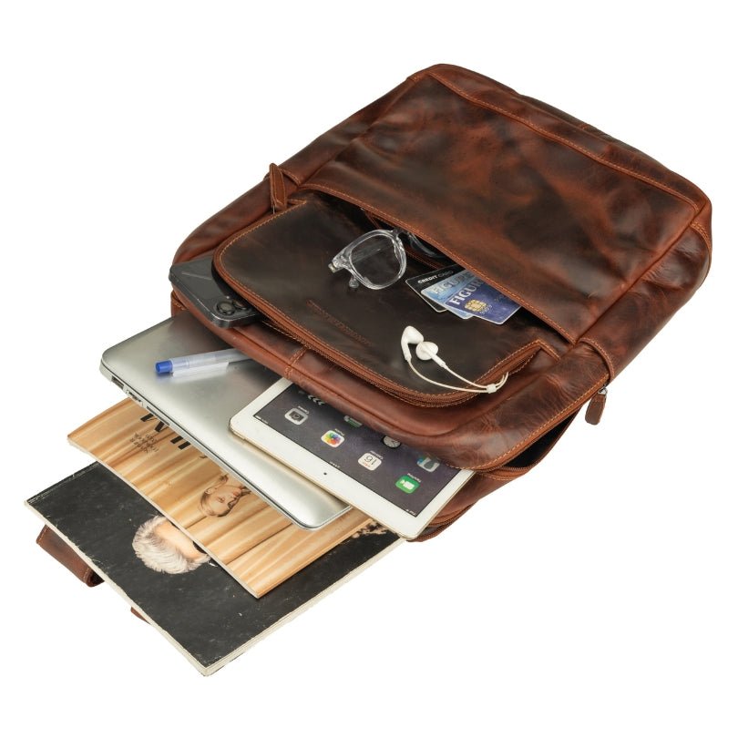 Orlando Leather Backpack 16" – Unisex – Chestnut - Minori Leather