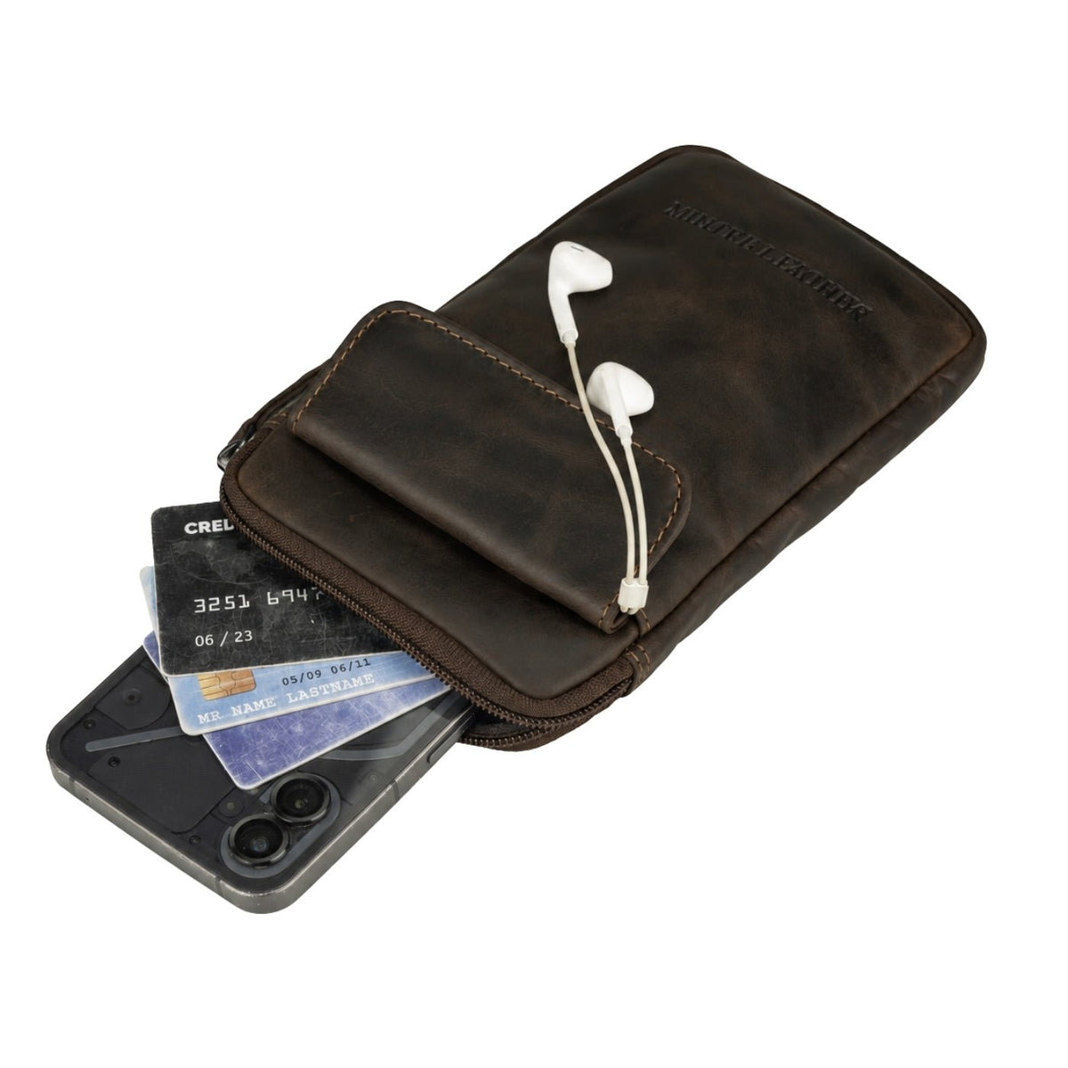Freya Leather Sling Bag – Unisex – Brown - Minori Leather