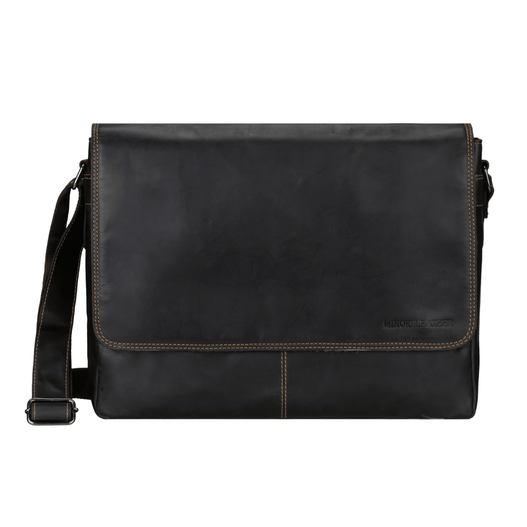 Richmond Full Grain Leather Laptop Messenger Bag 16 Inch for Men, Work Bag, Brown - Minori Leather