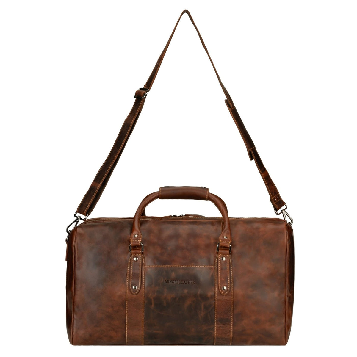 Riley Leather Duffle Bag in Chestnut - Minori Leather