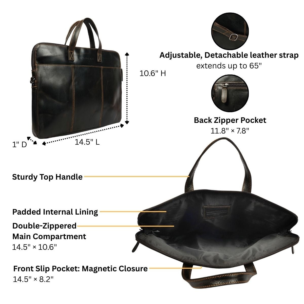 Atlas Leather Laptop Sleeve 14″– Unisex – Brown - Minori Leather