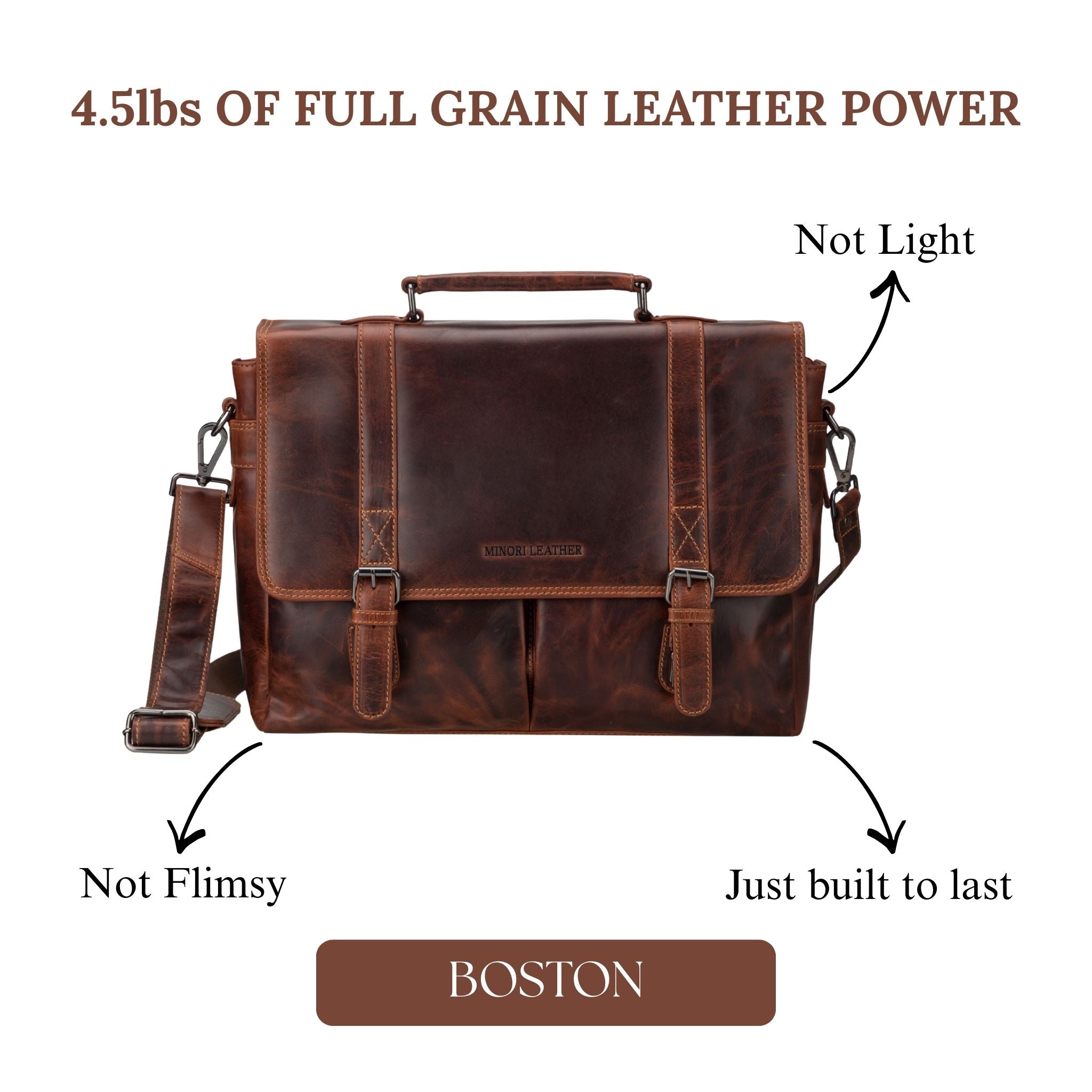 Boston Leather Briefcase Bag 16
