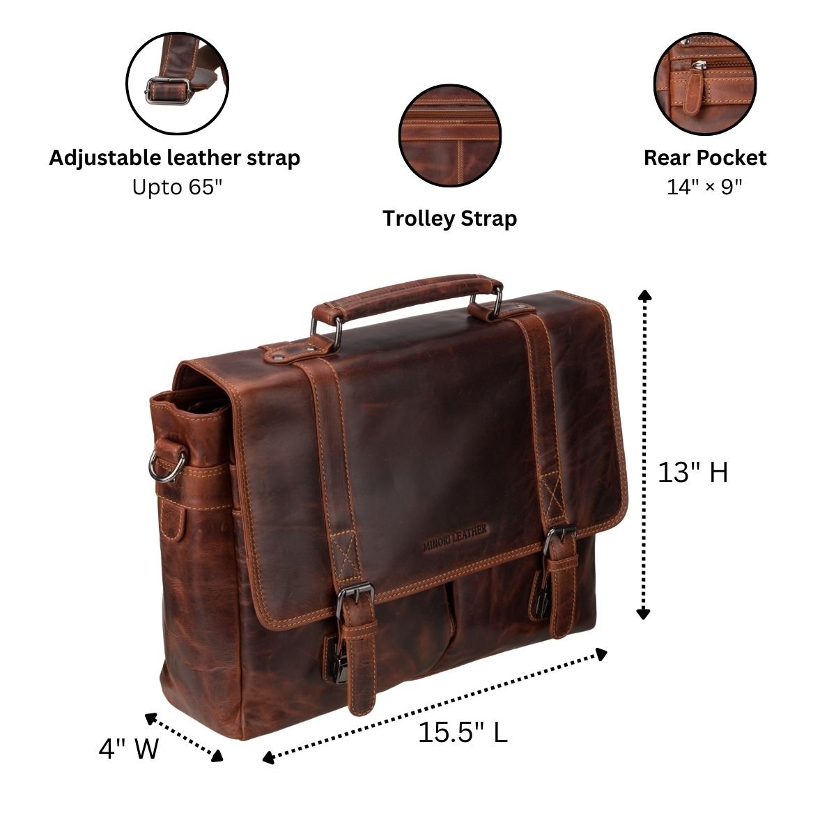 Boston Leather Briefcase Bag 16