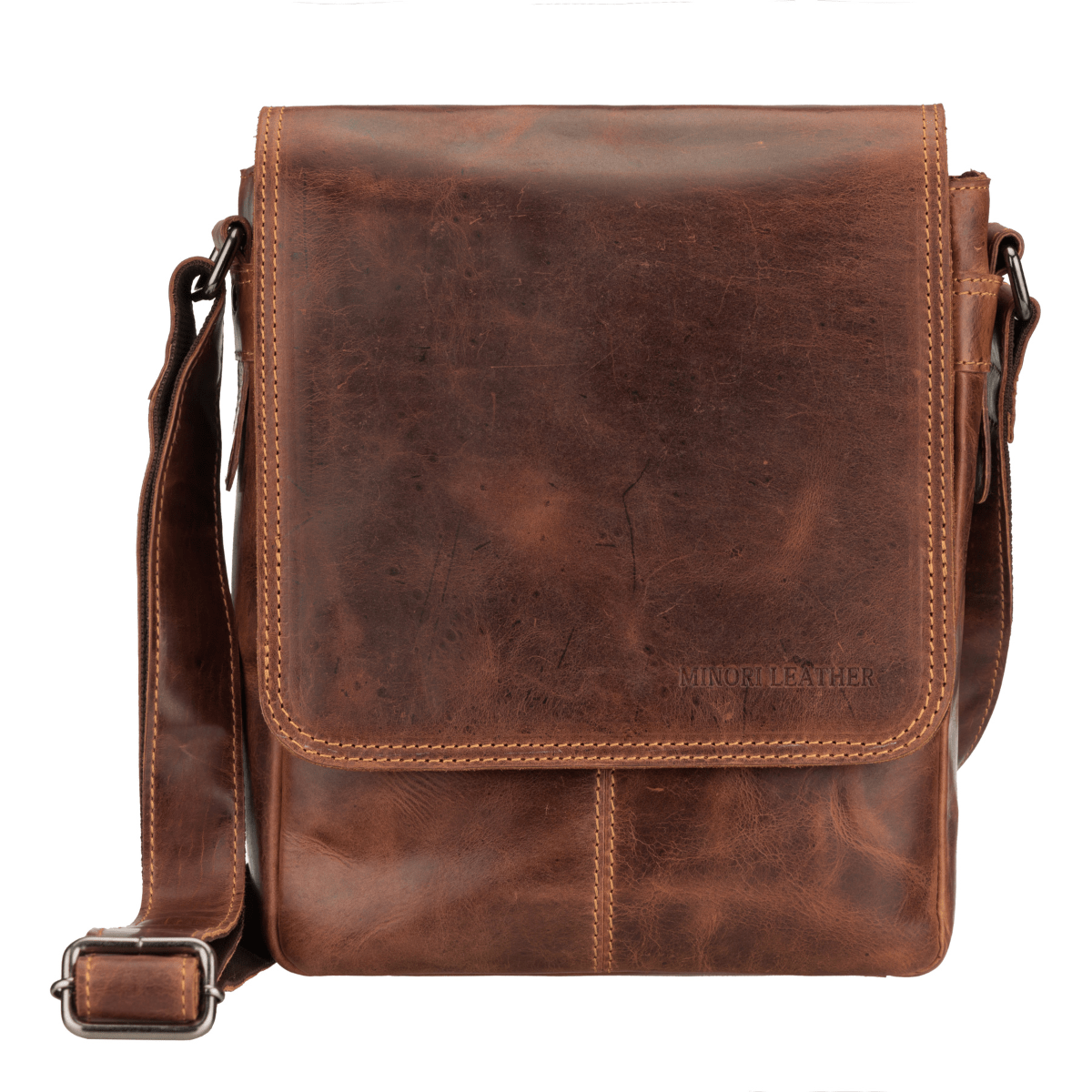 Halifax Leather Crossbody Bag – Unisex – Chestnut - Minori Leather